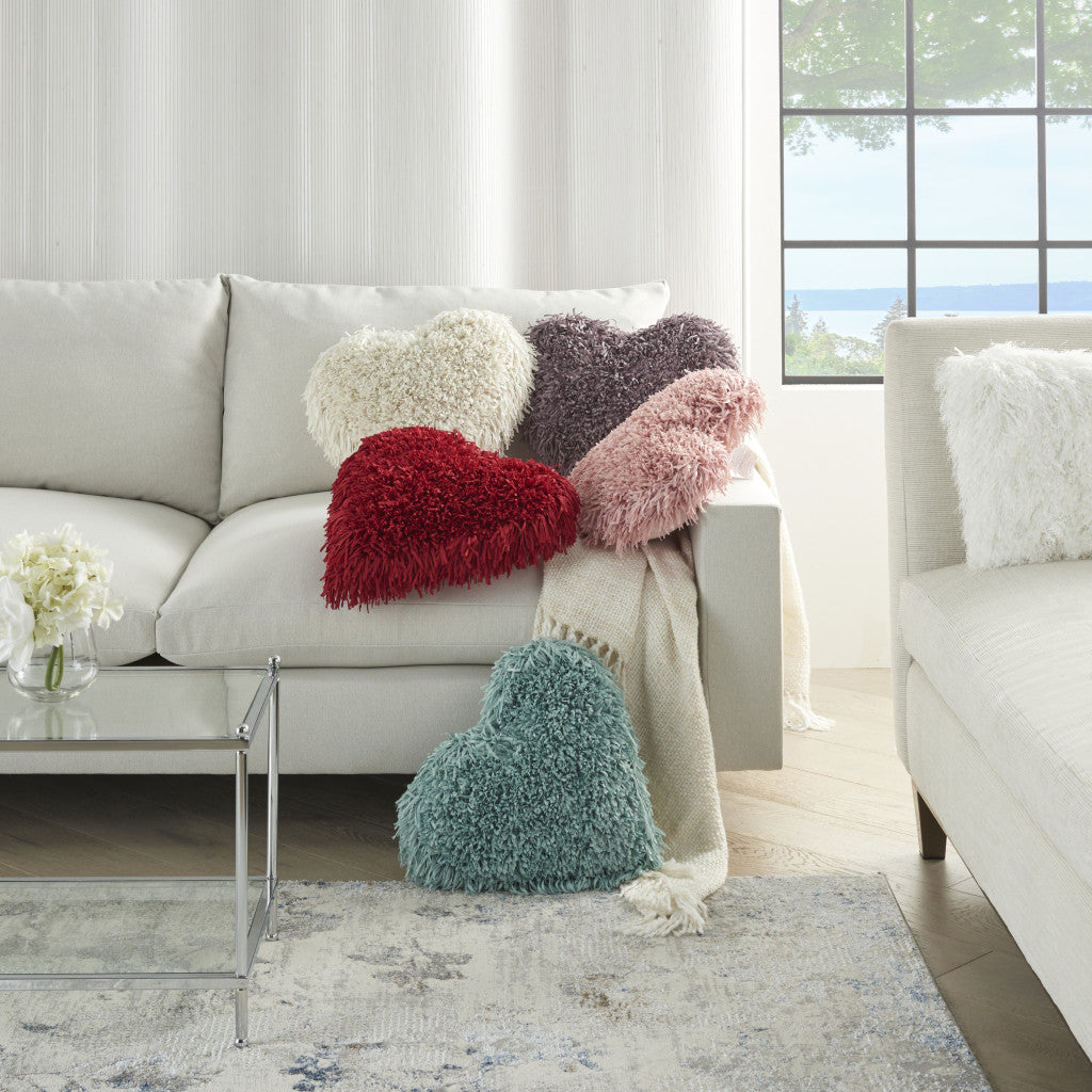 Heart Shaped Lavendar Shag Accent Pillow-5