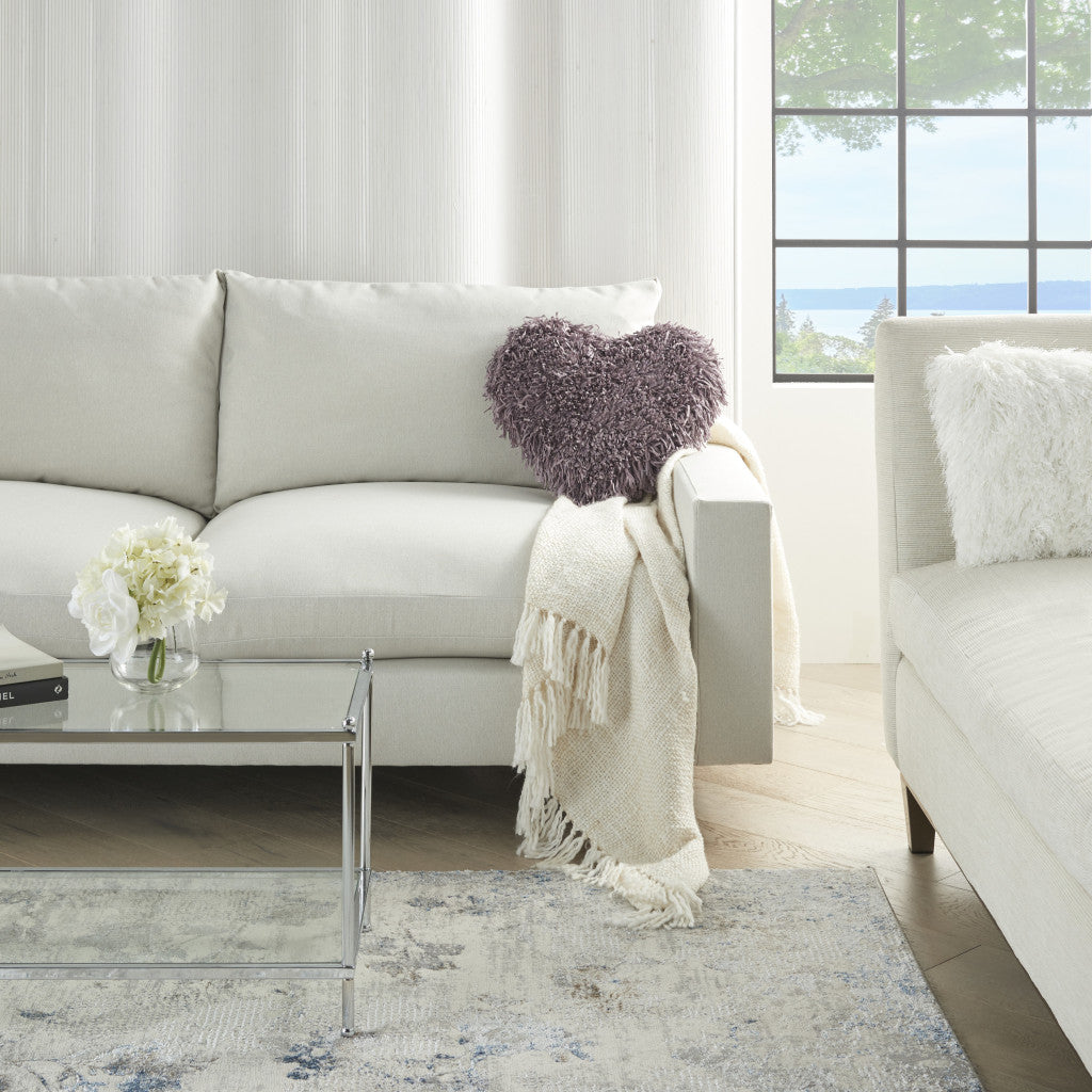 Heart Shaped Lavendar Shag Accent Pillow-6