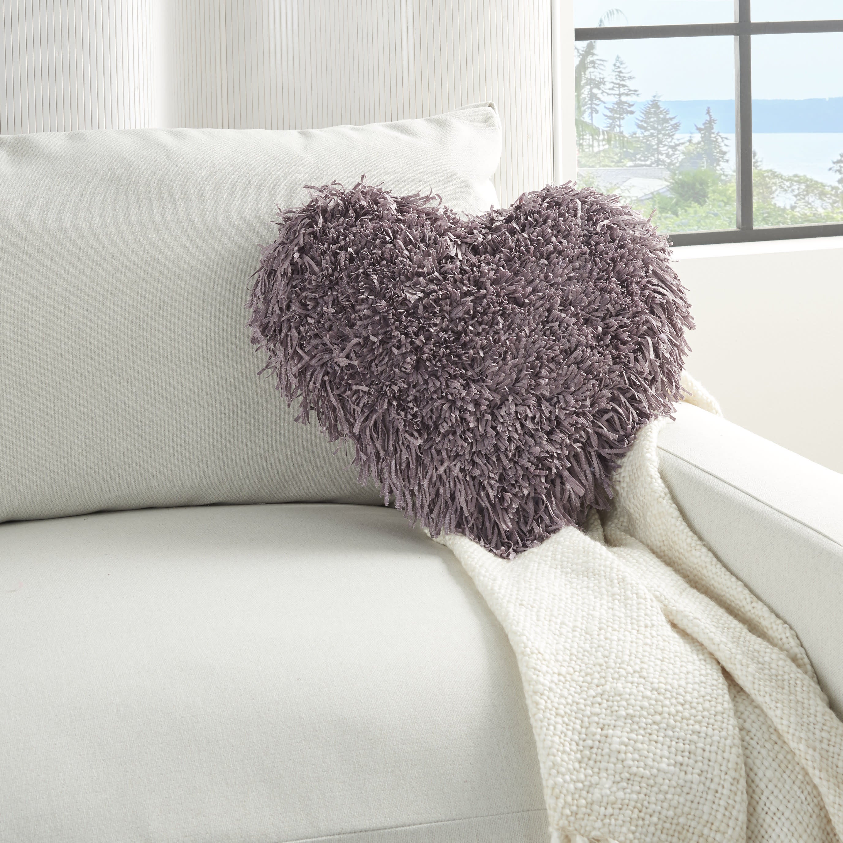 Heart Shaped Lavendar Shag Accent Pillow-4