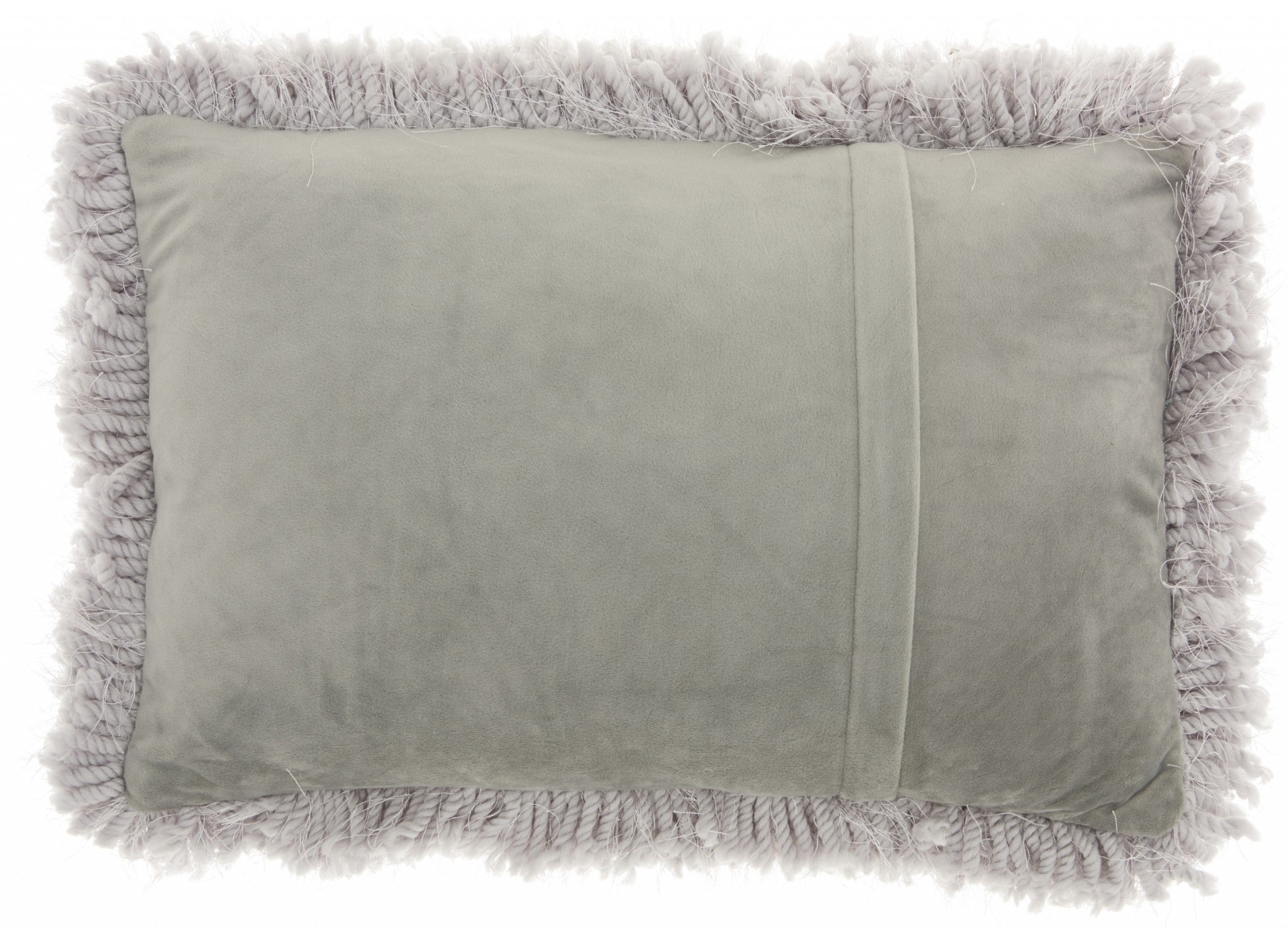 Pale Gray Knubby Plush Lumbar Throw Pillow-2