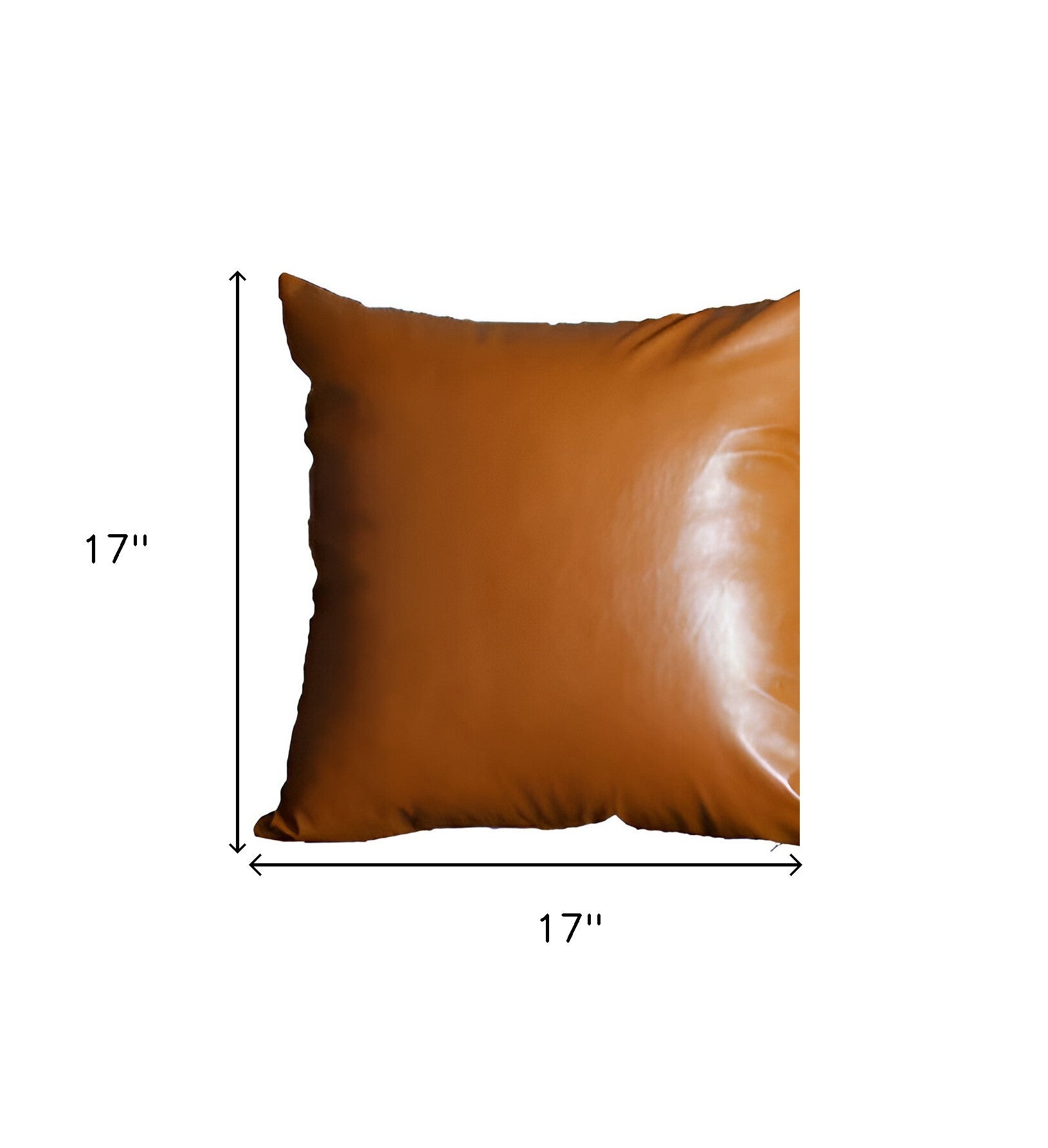 Set of Two 17" Brown Faux Leather Throw Pillow Covers-4