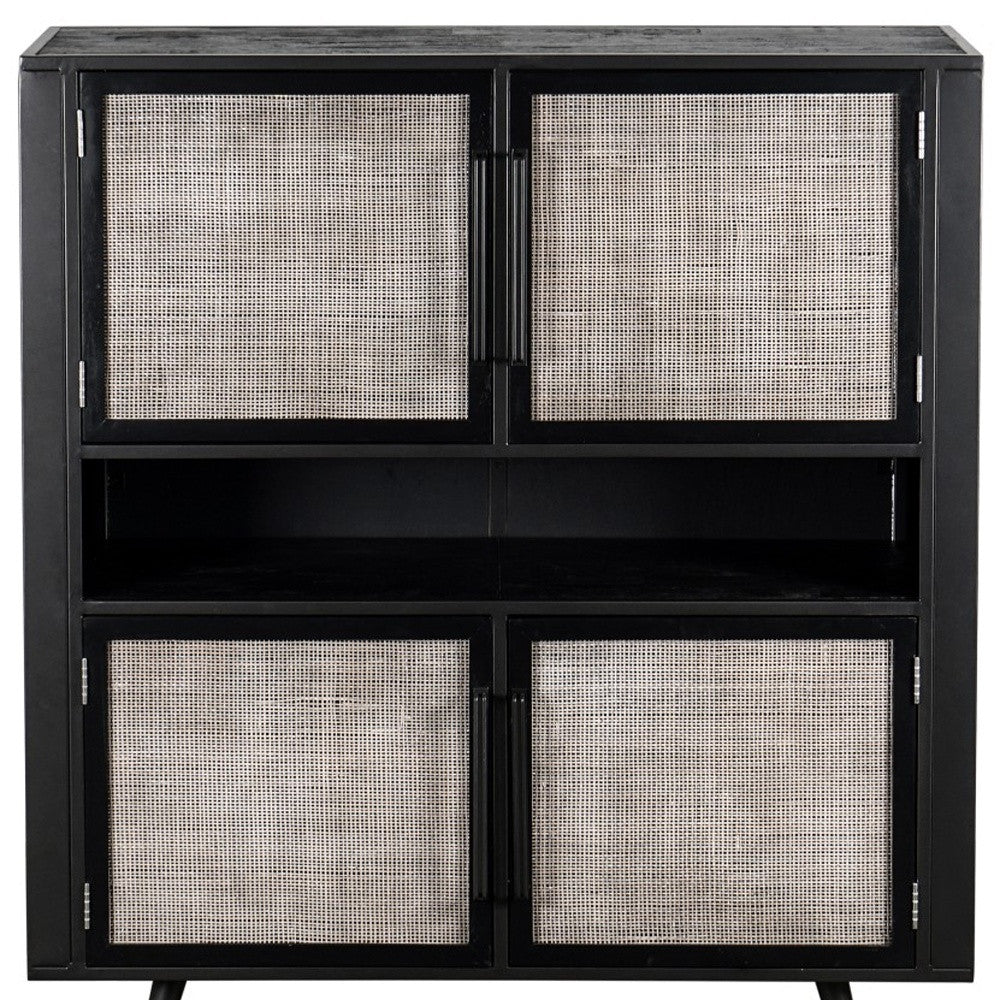 51" Black And Natural Wood And Rattan Accent Cabinet-8