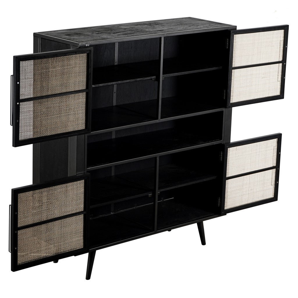 51" Black And Natural Wood And Rattan Accent Cabinet-3