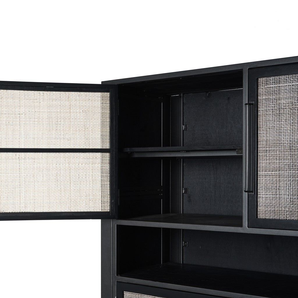 51" Black And Natural Wood And Rattan Accent Cabinet-7