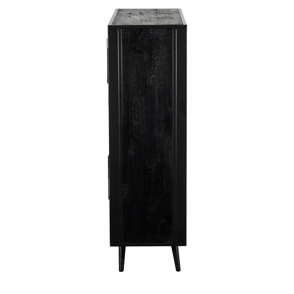 51" Black And Natural Wood And Rattan Accent Cabinet-5
