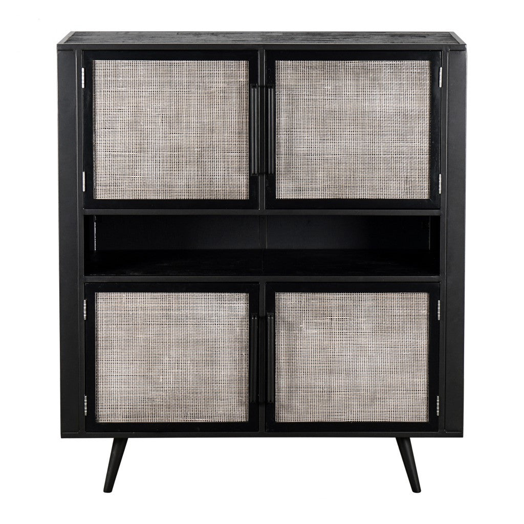 51" Black And Natural Wood And Rattan Accent Cabinet-6