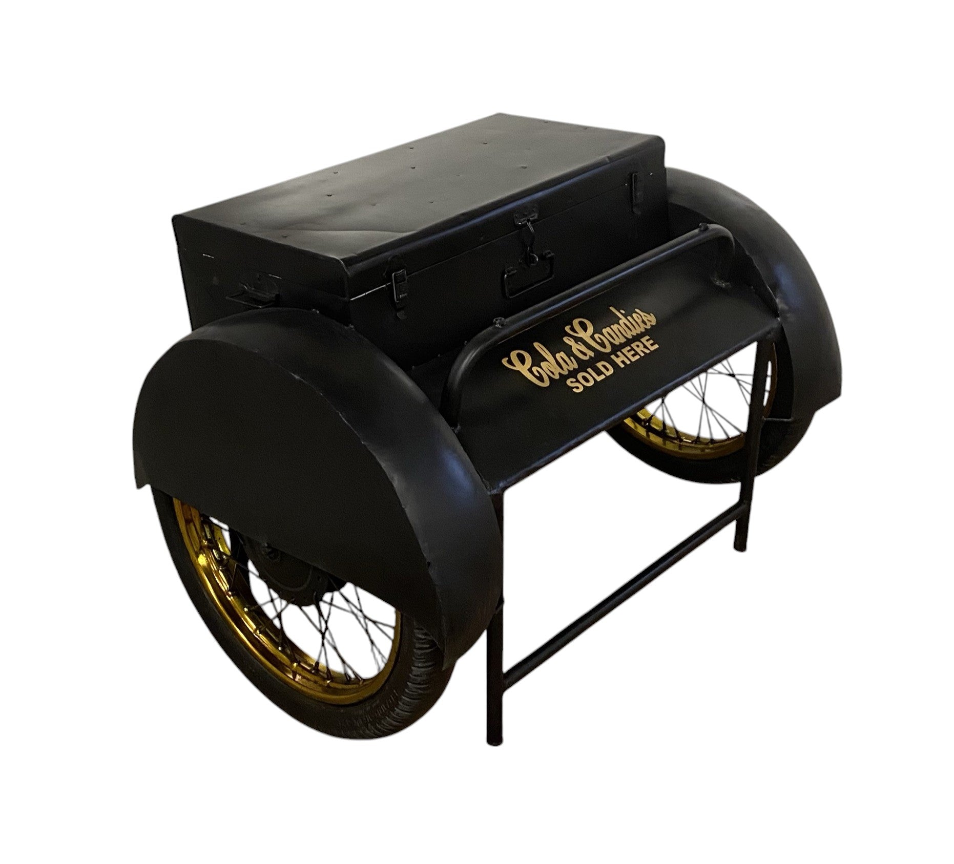 Black Old Time Delivery Box Table With Storage-1