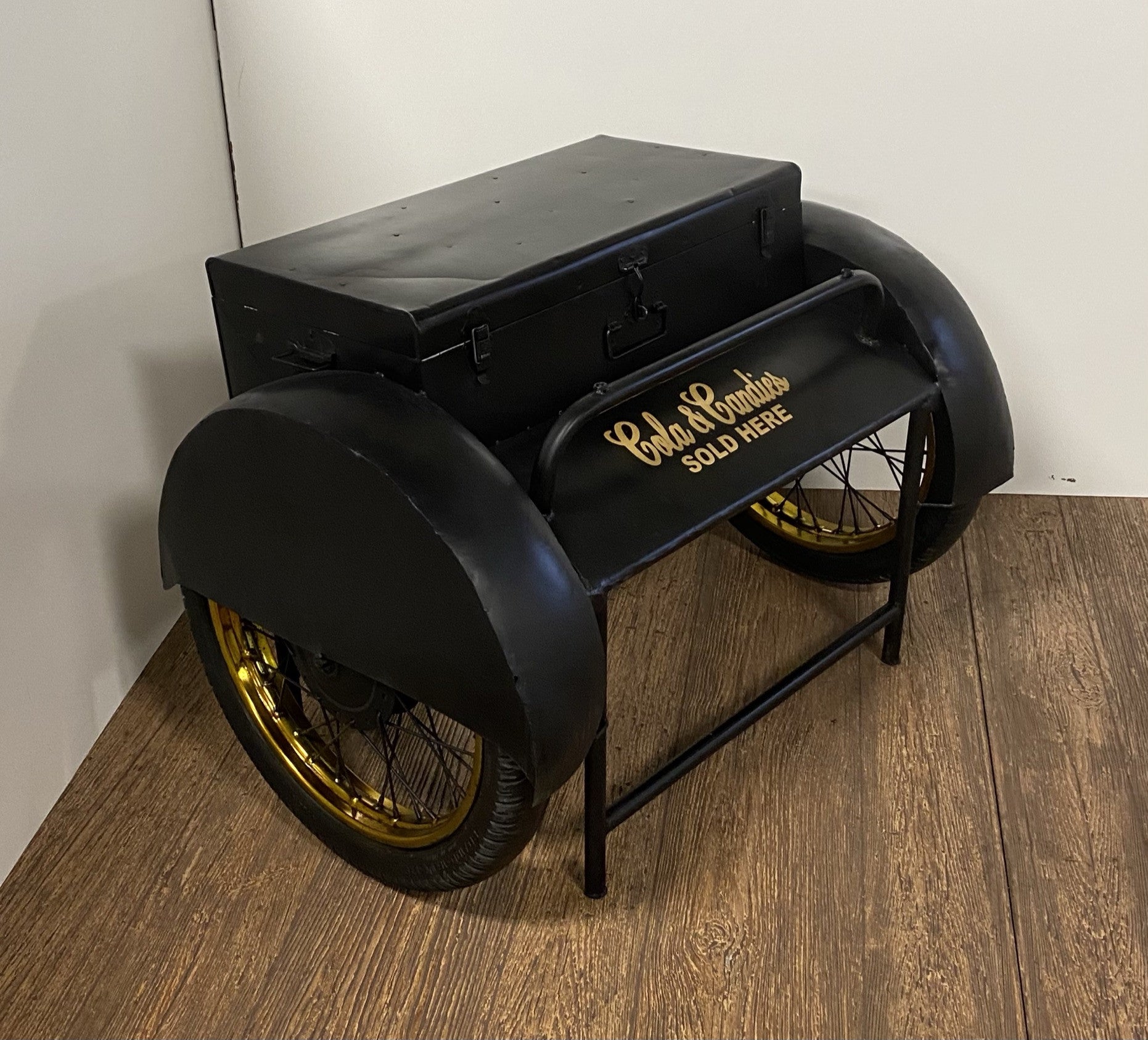 Black Old Time Delivery Box Table With Storage-8