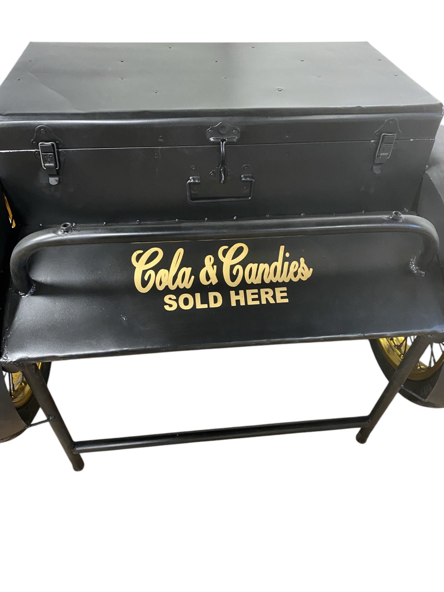 Black Old Time Delivery Box Table With Storage-3