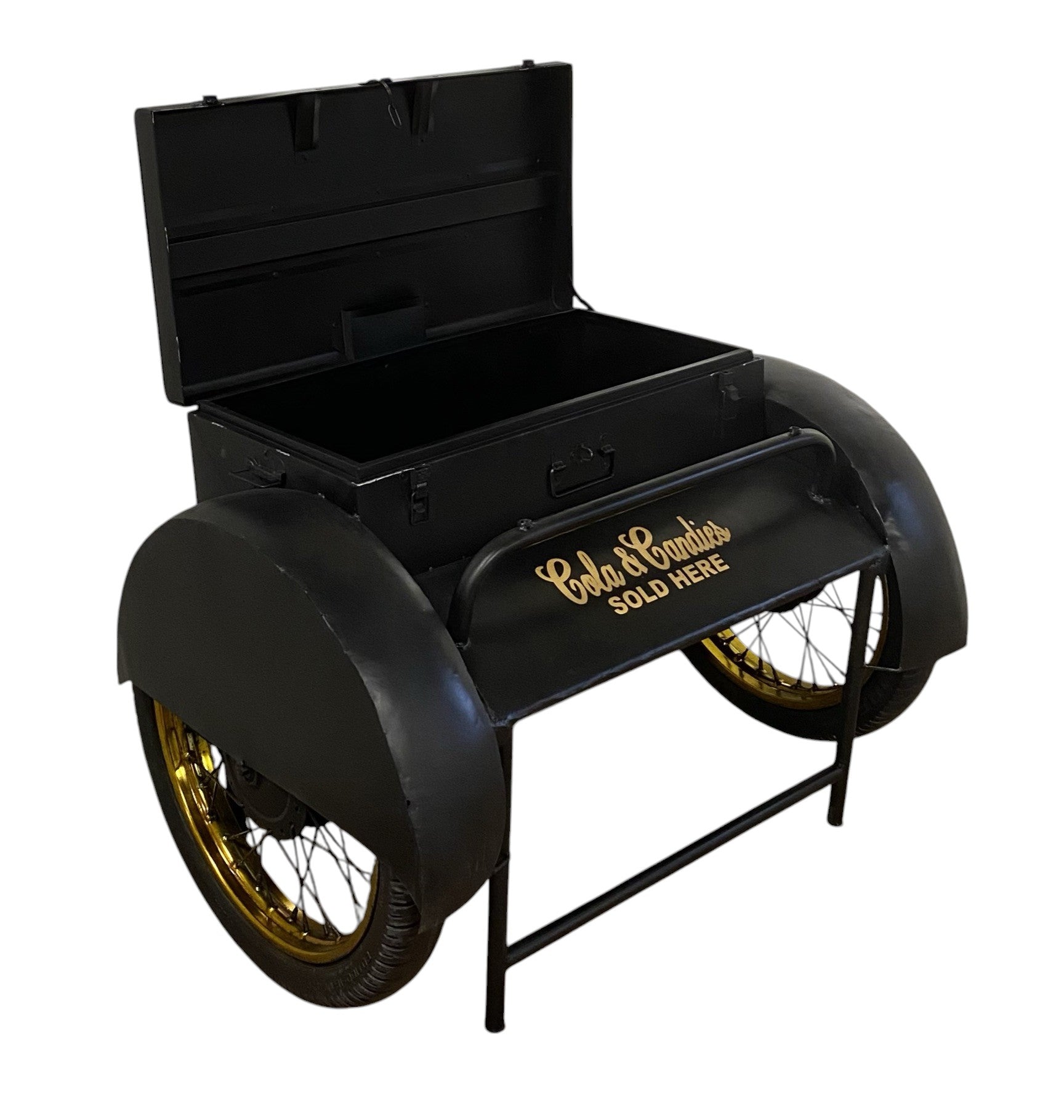 Black Old Time Delivery Box Table With Storage-2