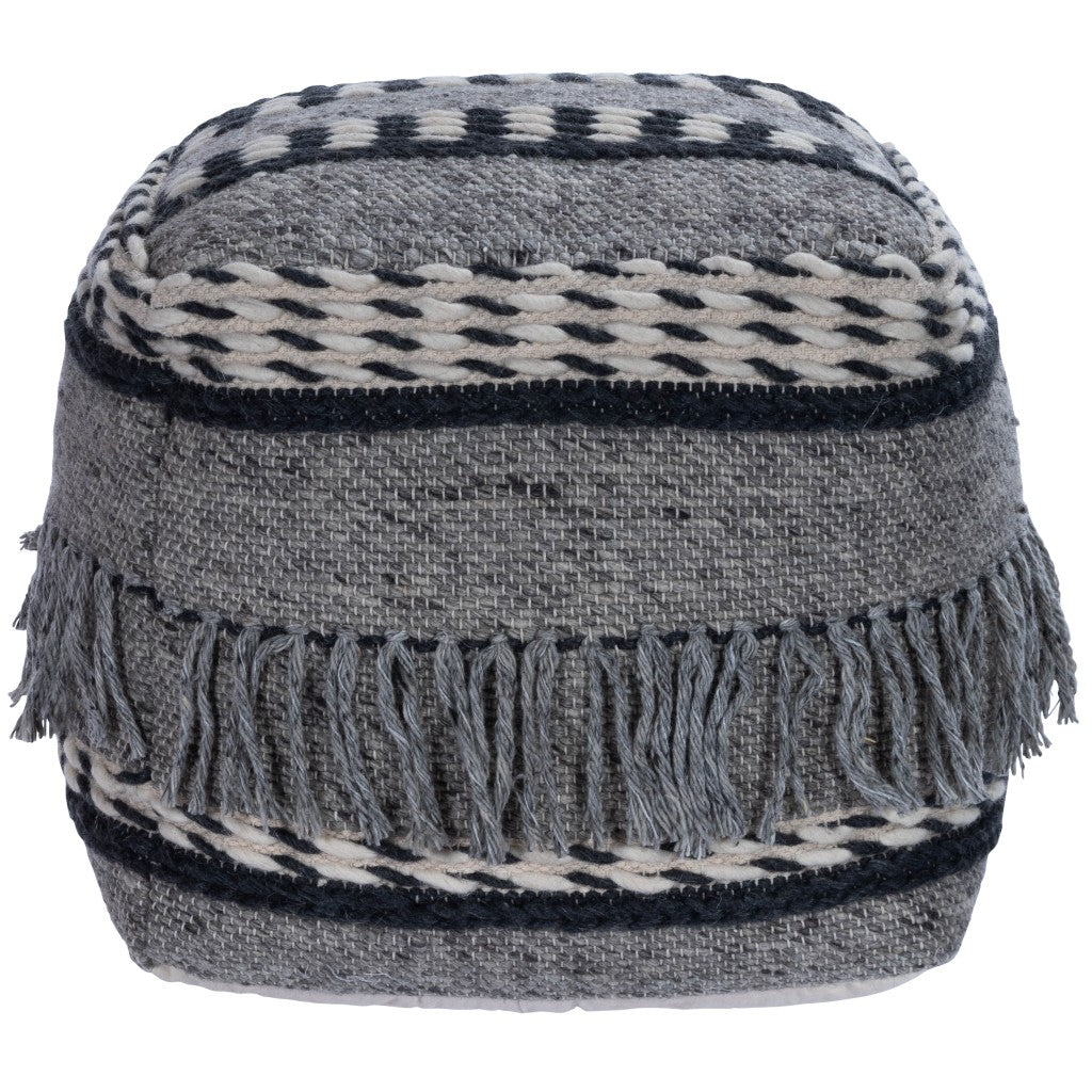 21" Gray Pouf Ottoman-2