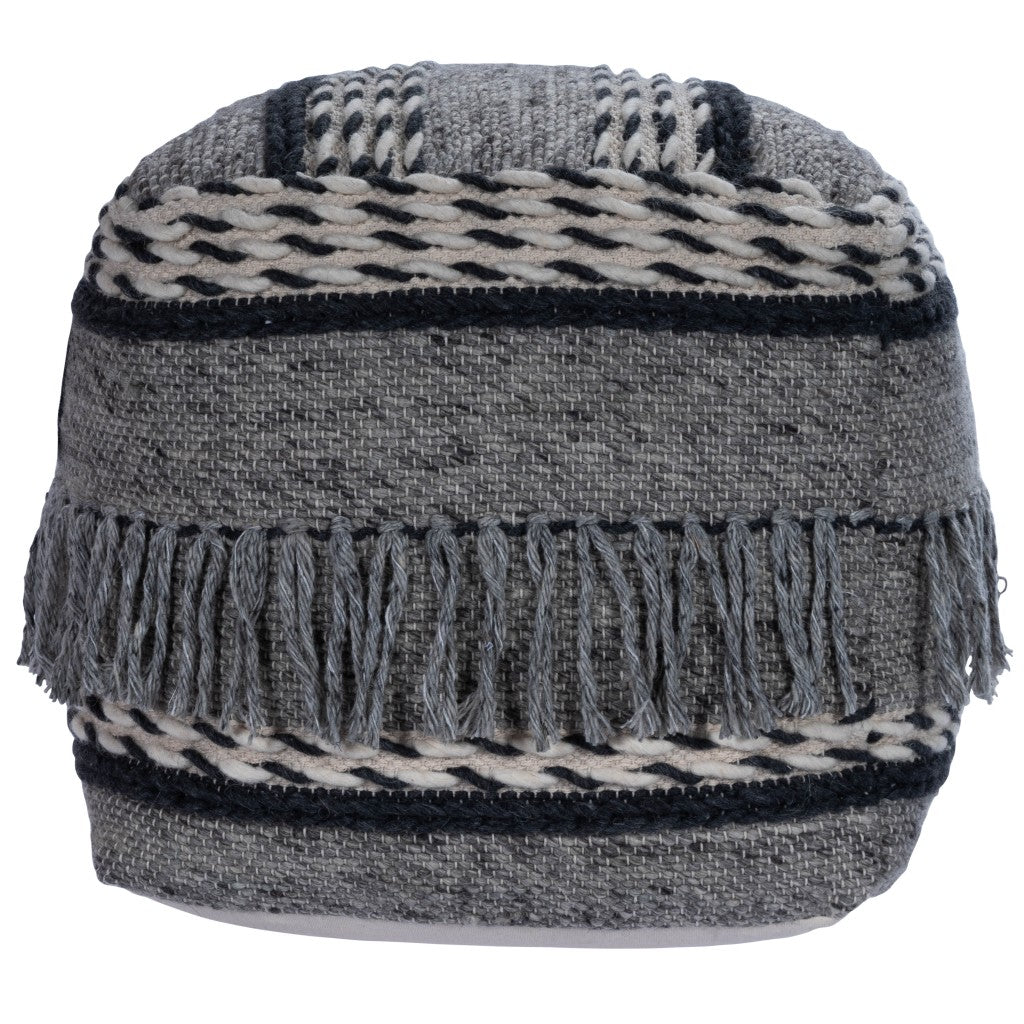 21" Gray Pouf Ottoman-3