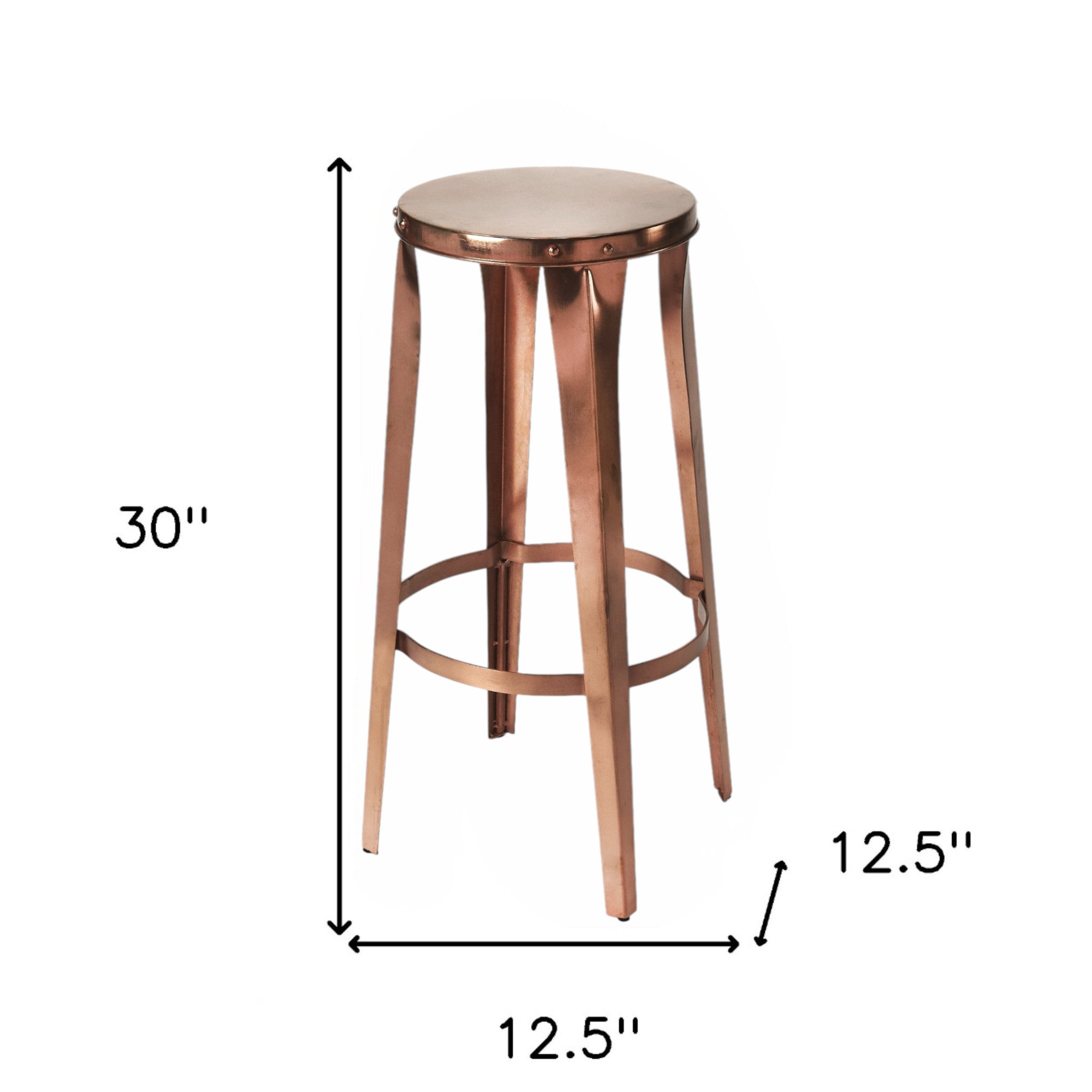 30" Copper Iron Backless Bar Height Bar Chair-2