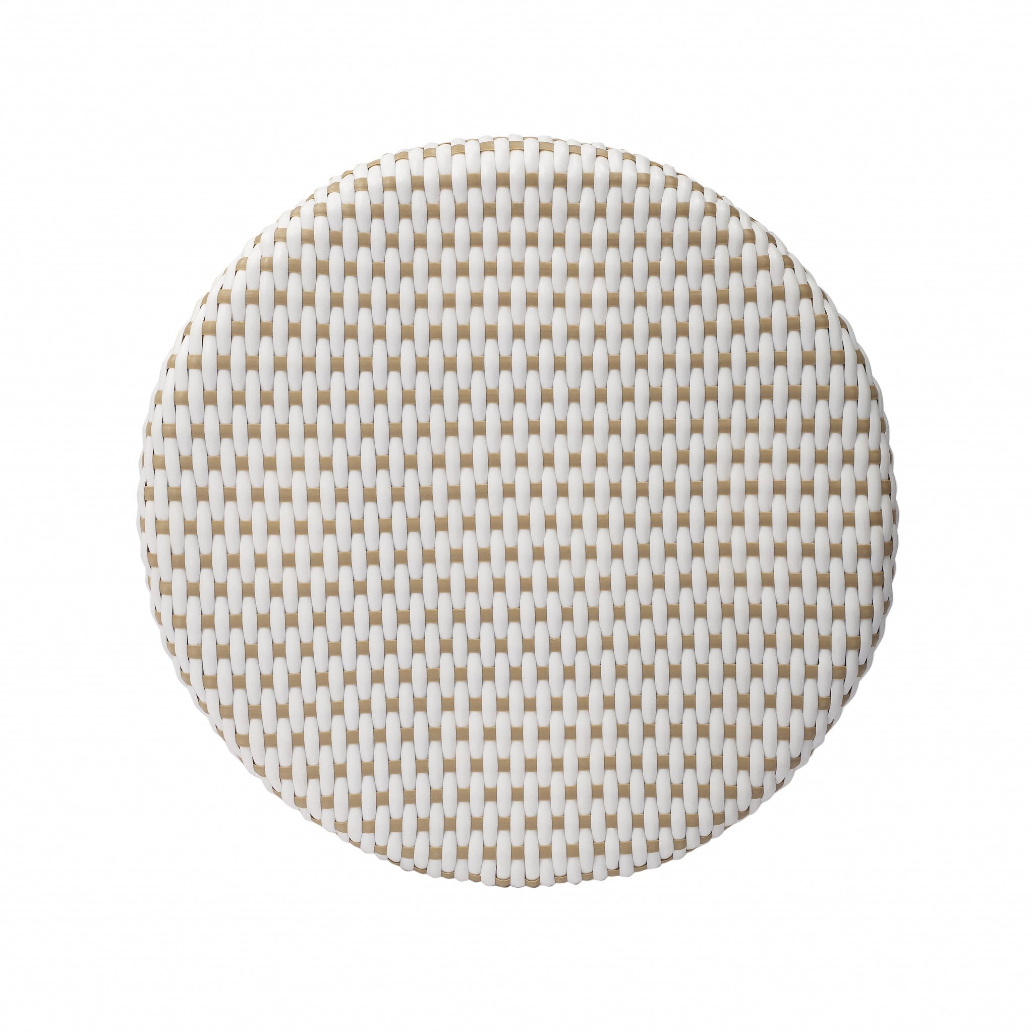 24" Natural and White Heavy Duty Plastic and Rattan Backless Counter Height Bar Chair-5