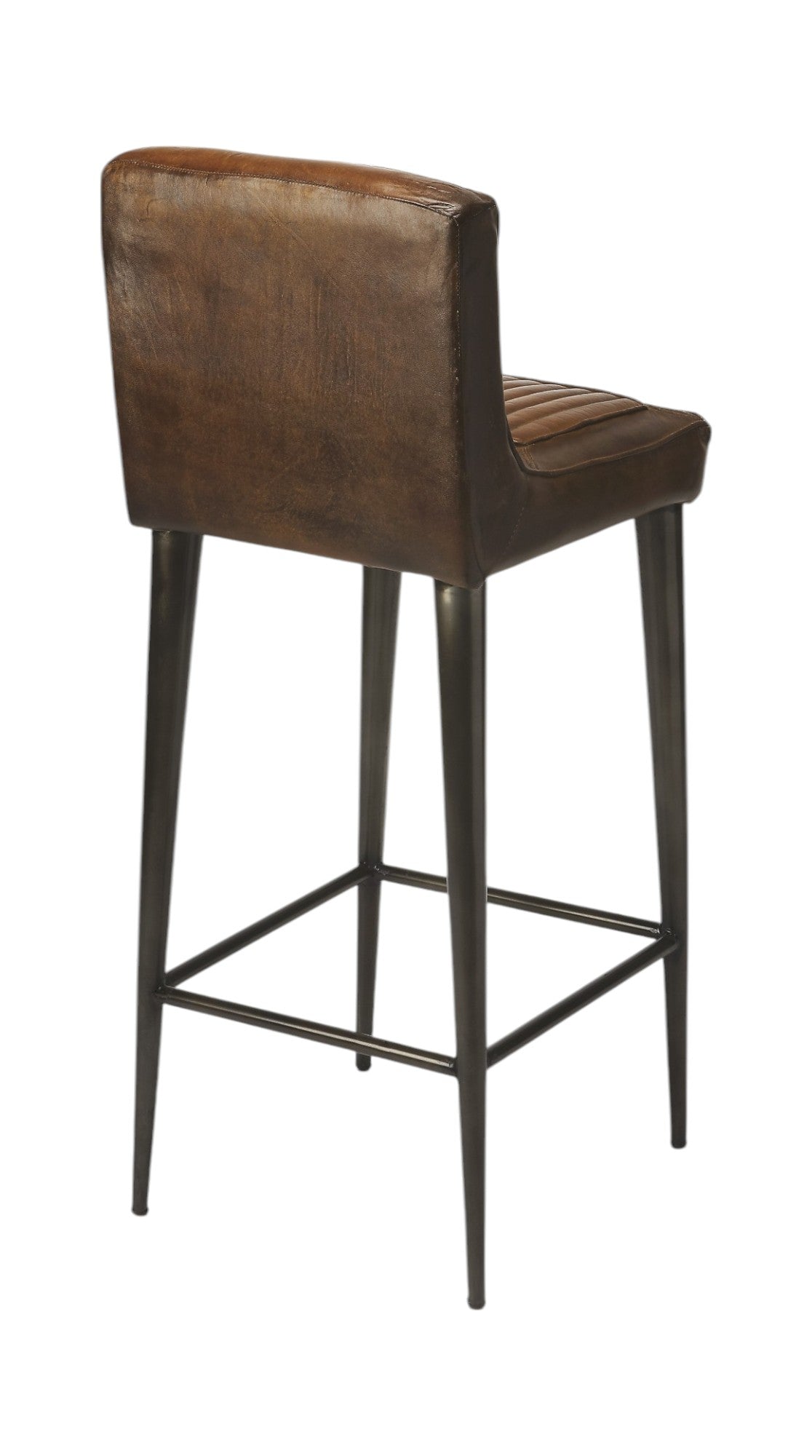 32" Brown and Black Manufactured Wood and Iron Bar Chair-2
