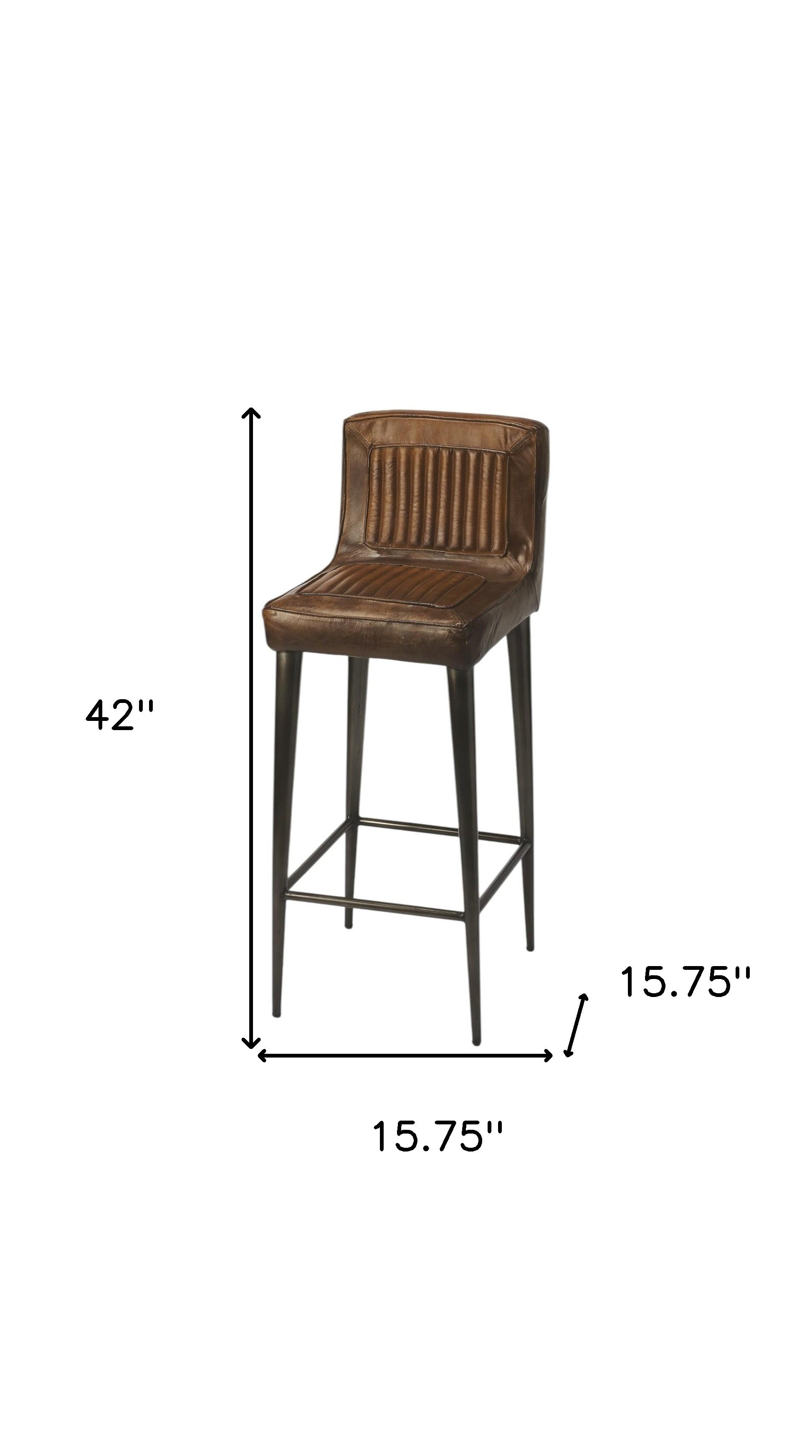 32" Brown and Black Manufactured Wood and Iron Bar Chair-6