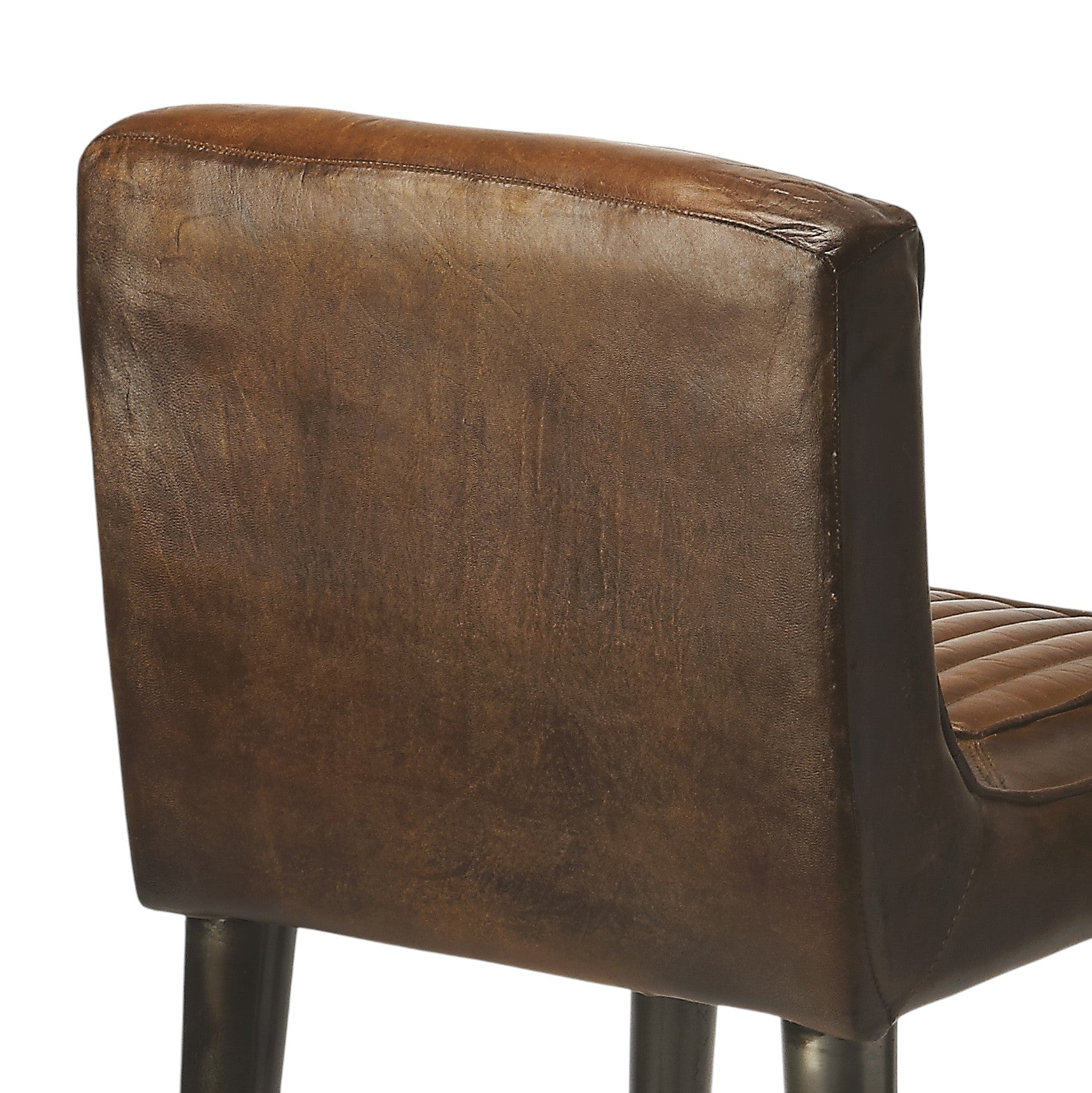 32" Brown and Black Manufactured Wood and Iron Bar Chair-5
