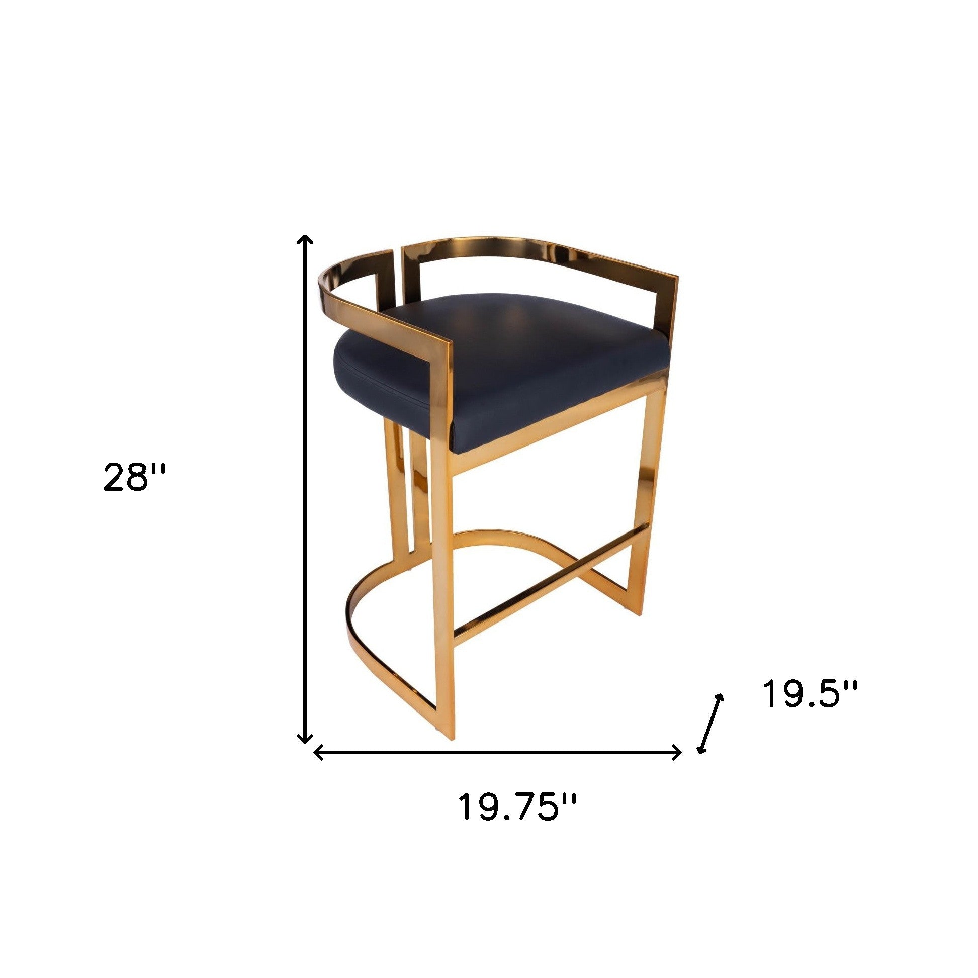 28" Black and Gold Iron Low Back Counter Height Bar Chair-8