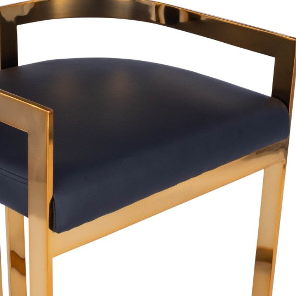 28" Black and Gold Iron Low Back Counter Height Bar Chair-5