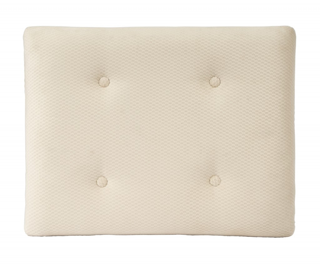 26" Ivory Cotton and Brown Tufted Ottoman-5