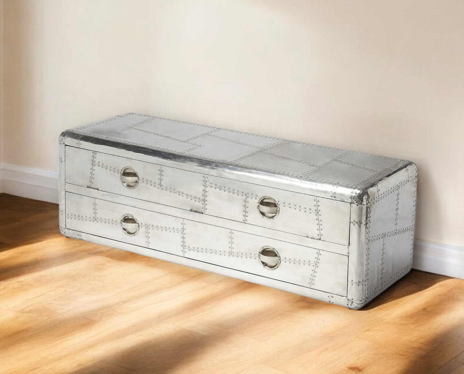 59" Silver Solid Wood Enclosed and Open Storage TV Stand-0