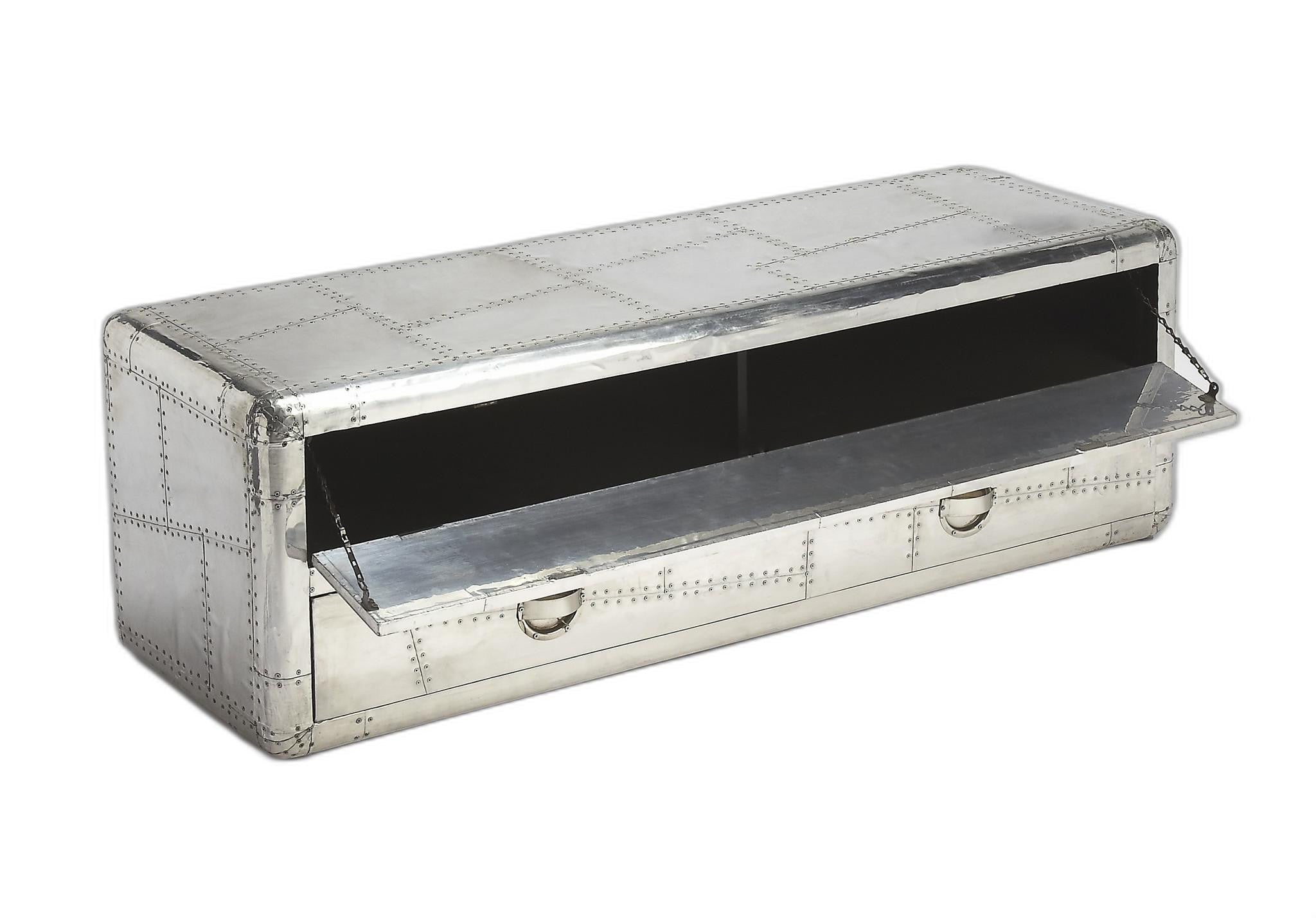 59" Silver Solid Wood Enclosed and Open Storage TV Stand-3