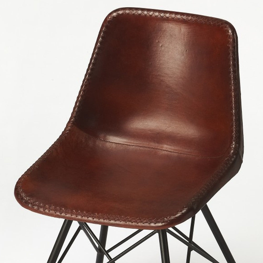 21" Brown and Black Faux Leather Side Chair-2