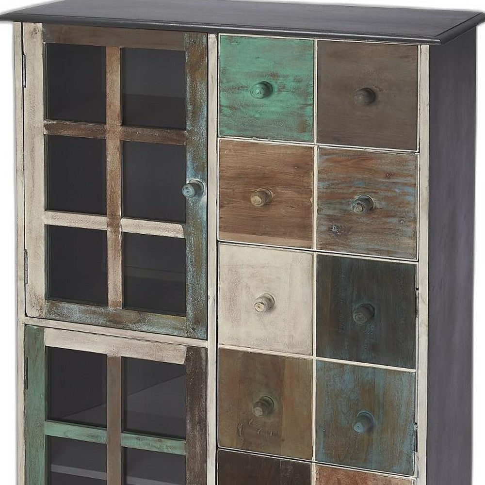 32" Brown And Dark Brown Solid Wood Frame Standard Accent Chest With Two Drawers-2