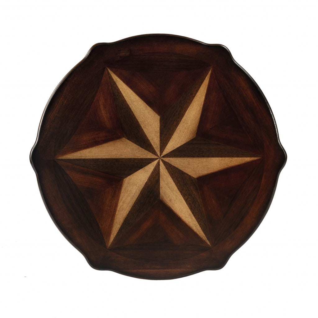 28" Brown Wood Round Coffee Table With Shelf-1