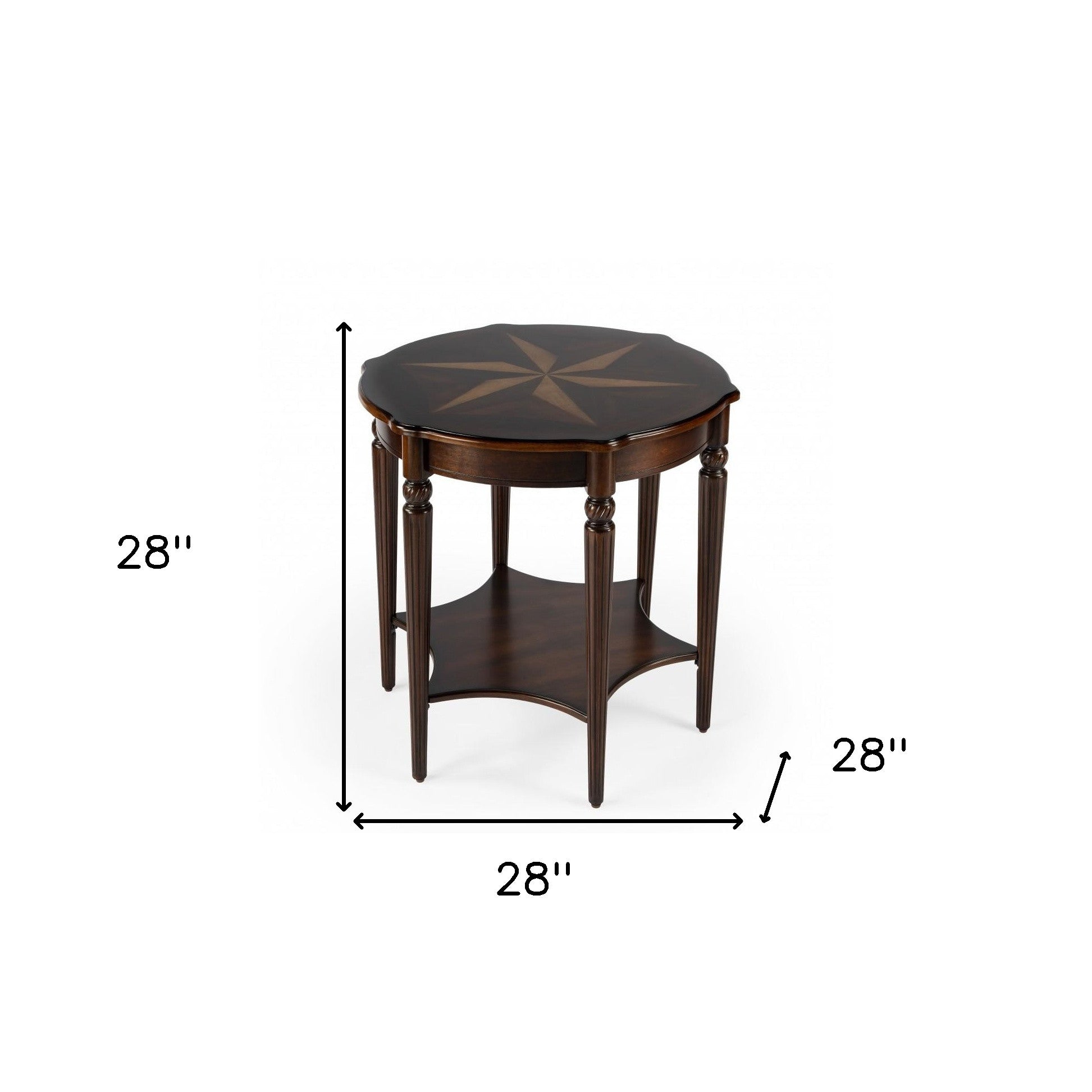 28" Brown Wood Round Coffee Table With Shelf-6