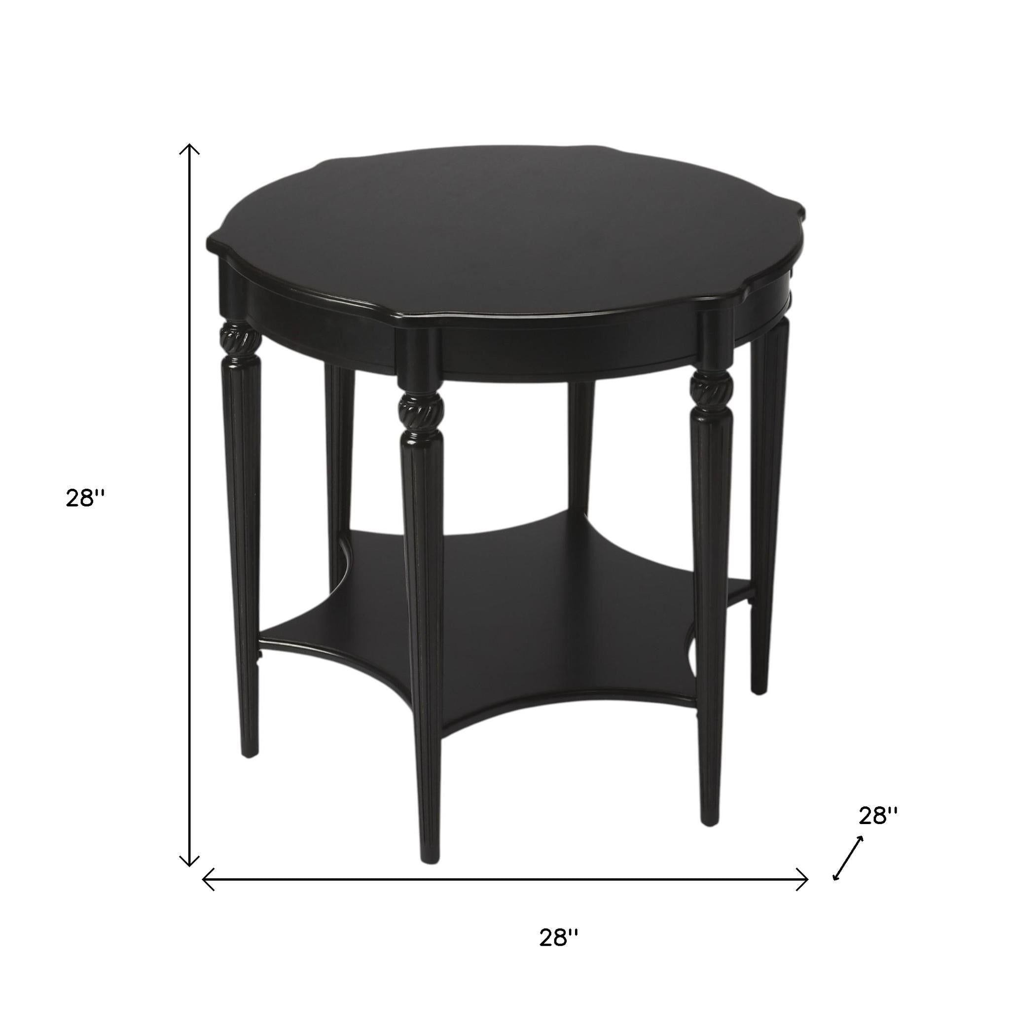 28" Brown Wood Round Coffee Table With Shelf-5