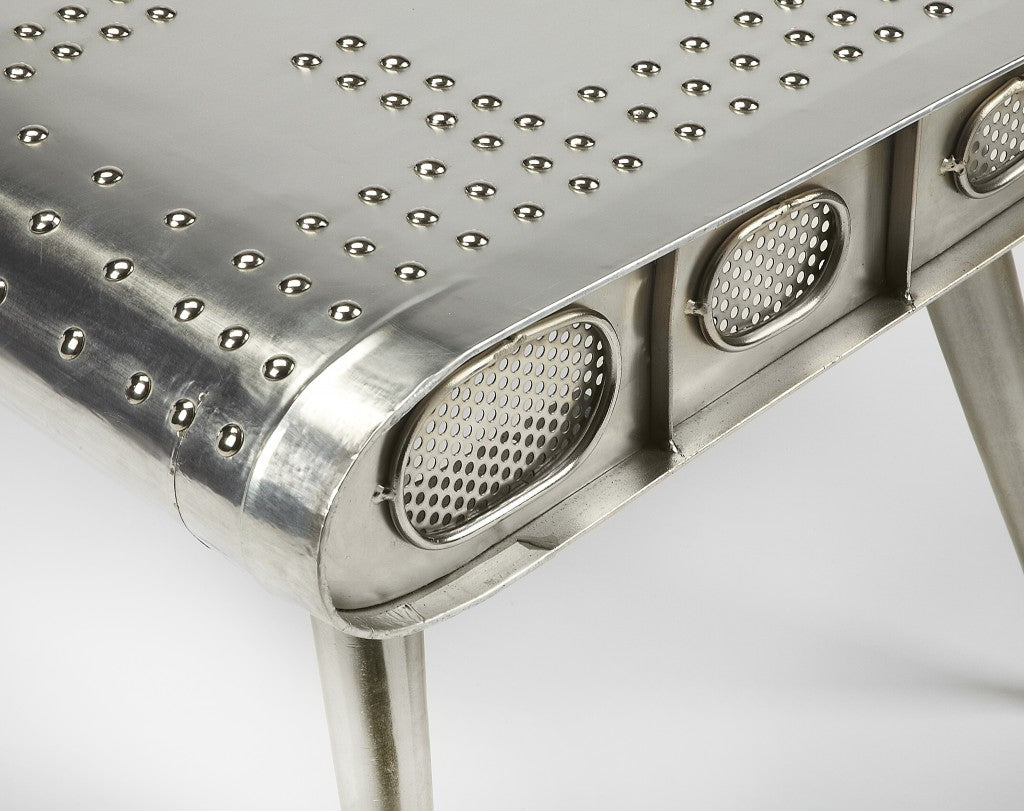 60" Silver Aluminum and Metal Coffee Table-6