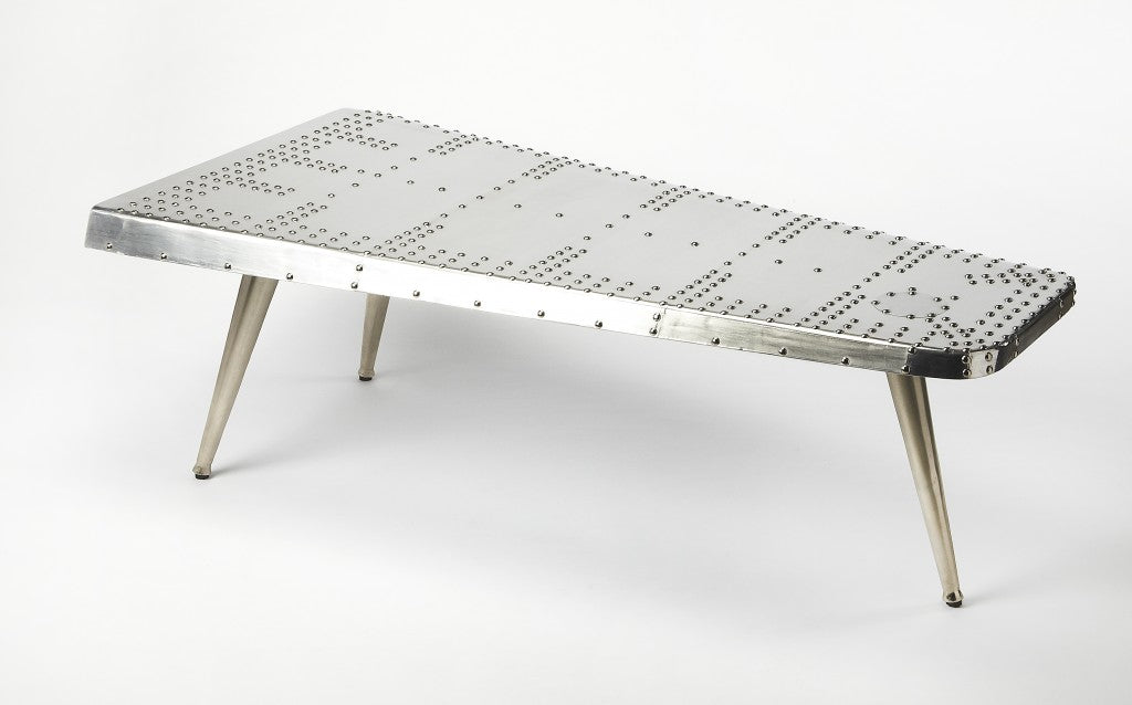 60" Silver Aluminum and Metal Coffee Table-7