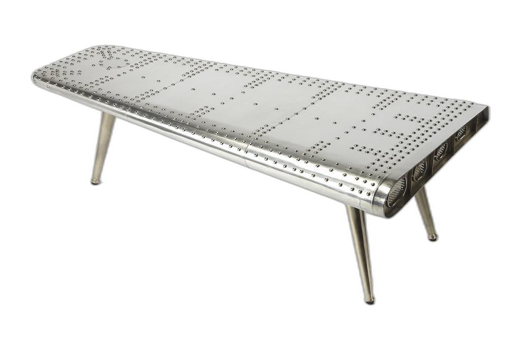 60" Silver Aluminum and Metal Coffee Table-1