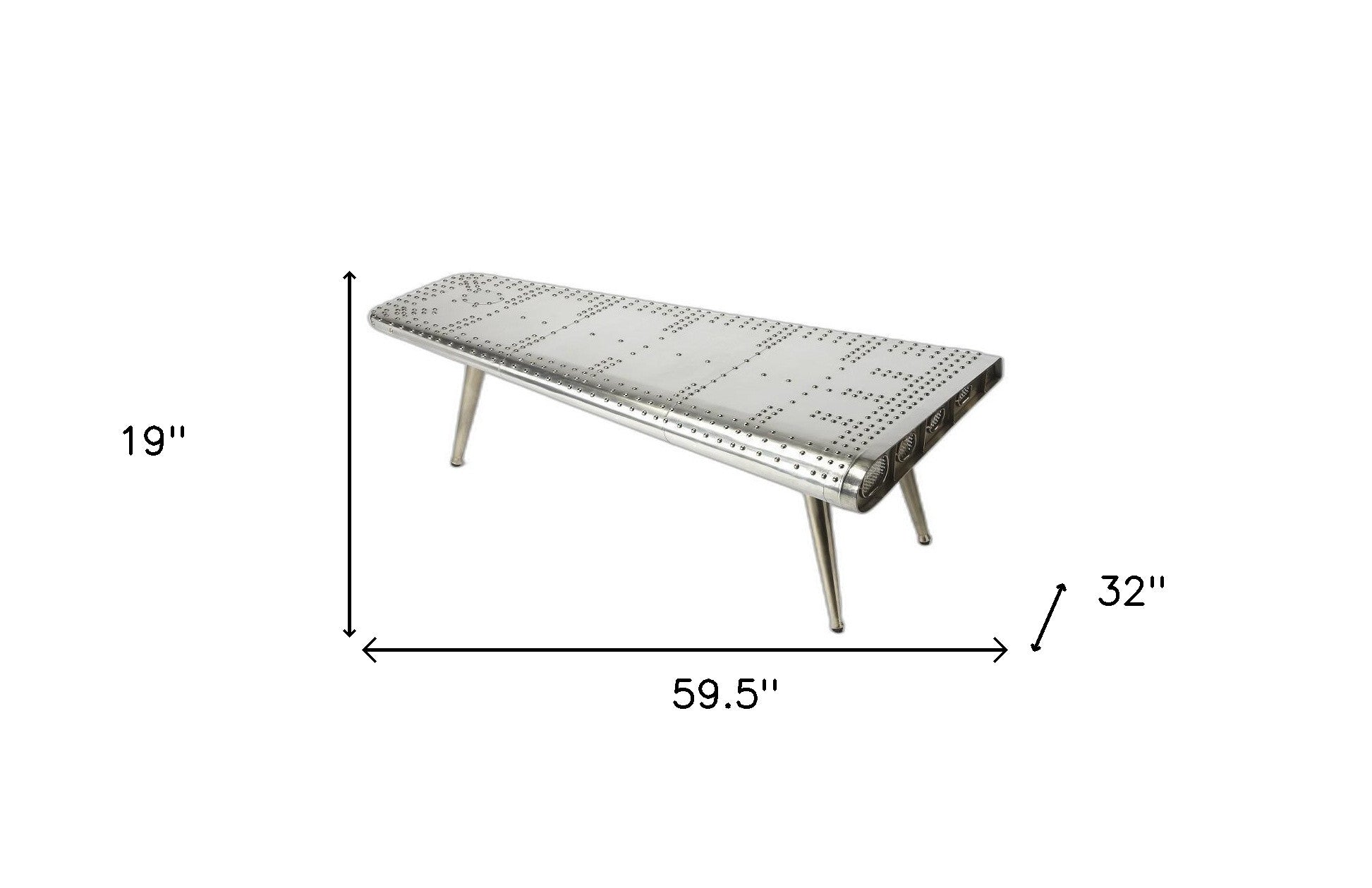 60" Silver Aluminum and Metal Coffee Table-8