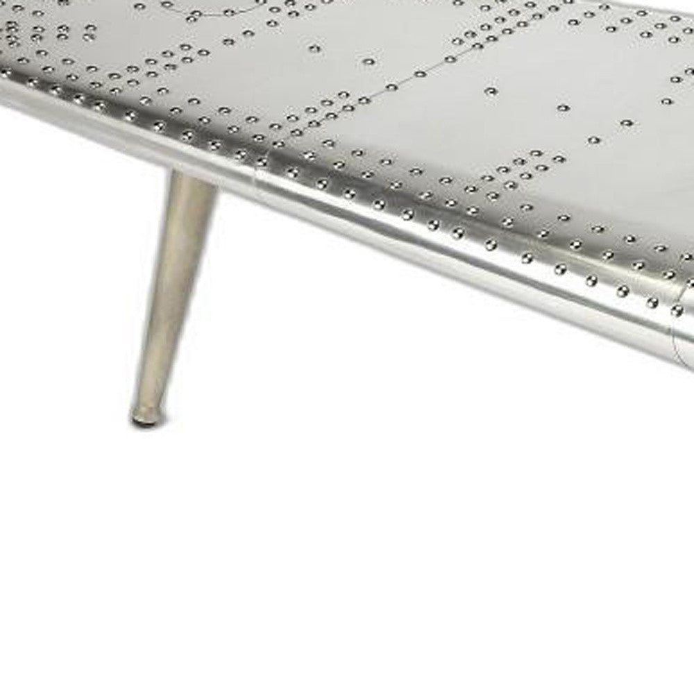 60" Silver Aluminum and Metal Coffee Table-2