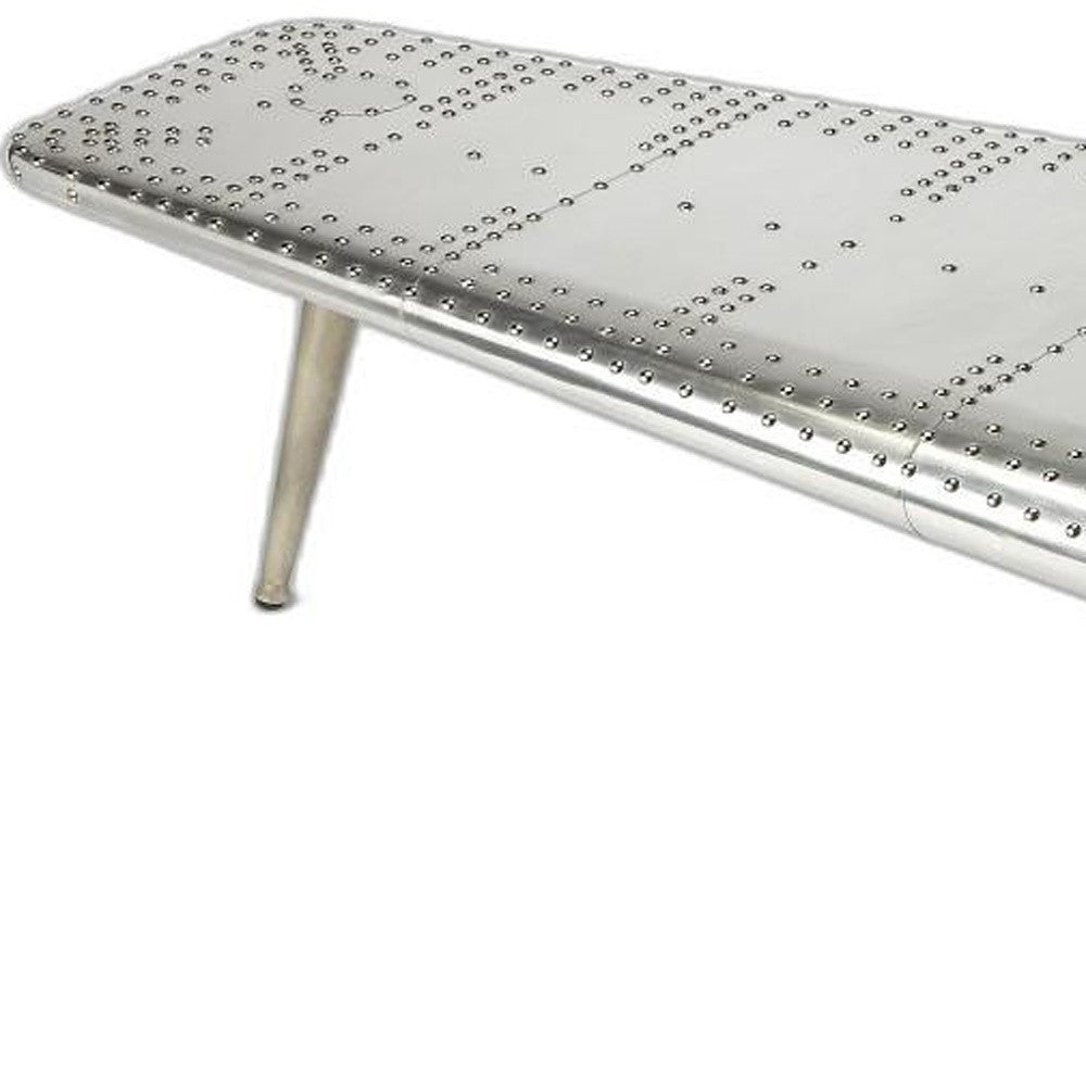 60" Silver Aluminum and Metal Coffee Table-3