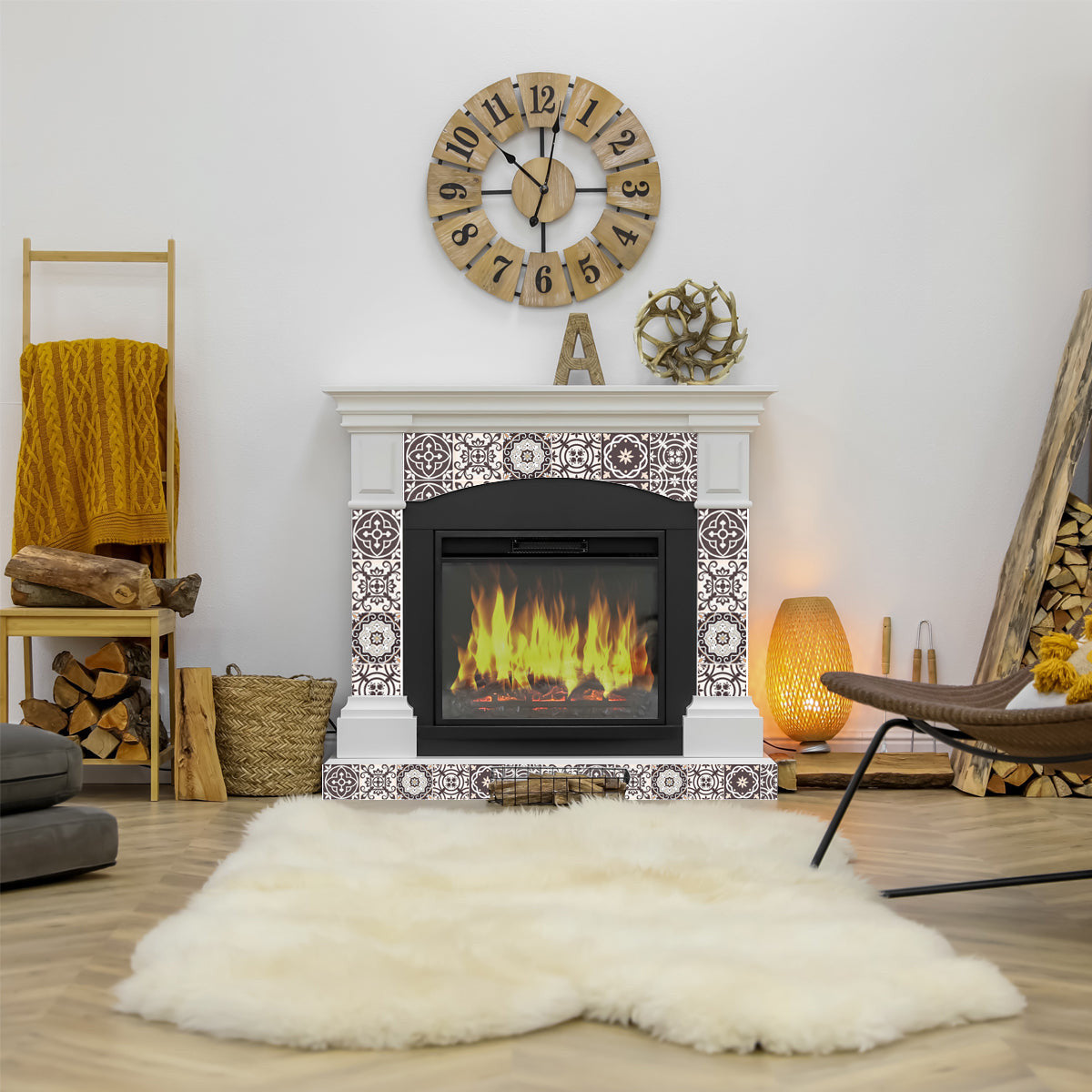 5" X 5" Light Brown And White Mosaic Peel And Stick Removable Tiles-5