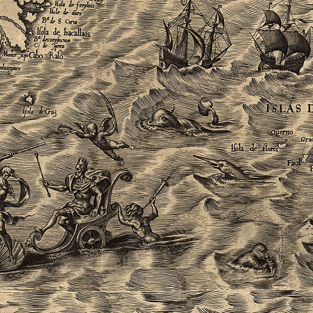 20" X 24" Vintage 1562 Map Of Early Americas Wall Art-7