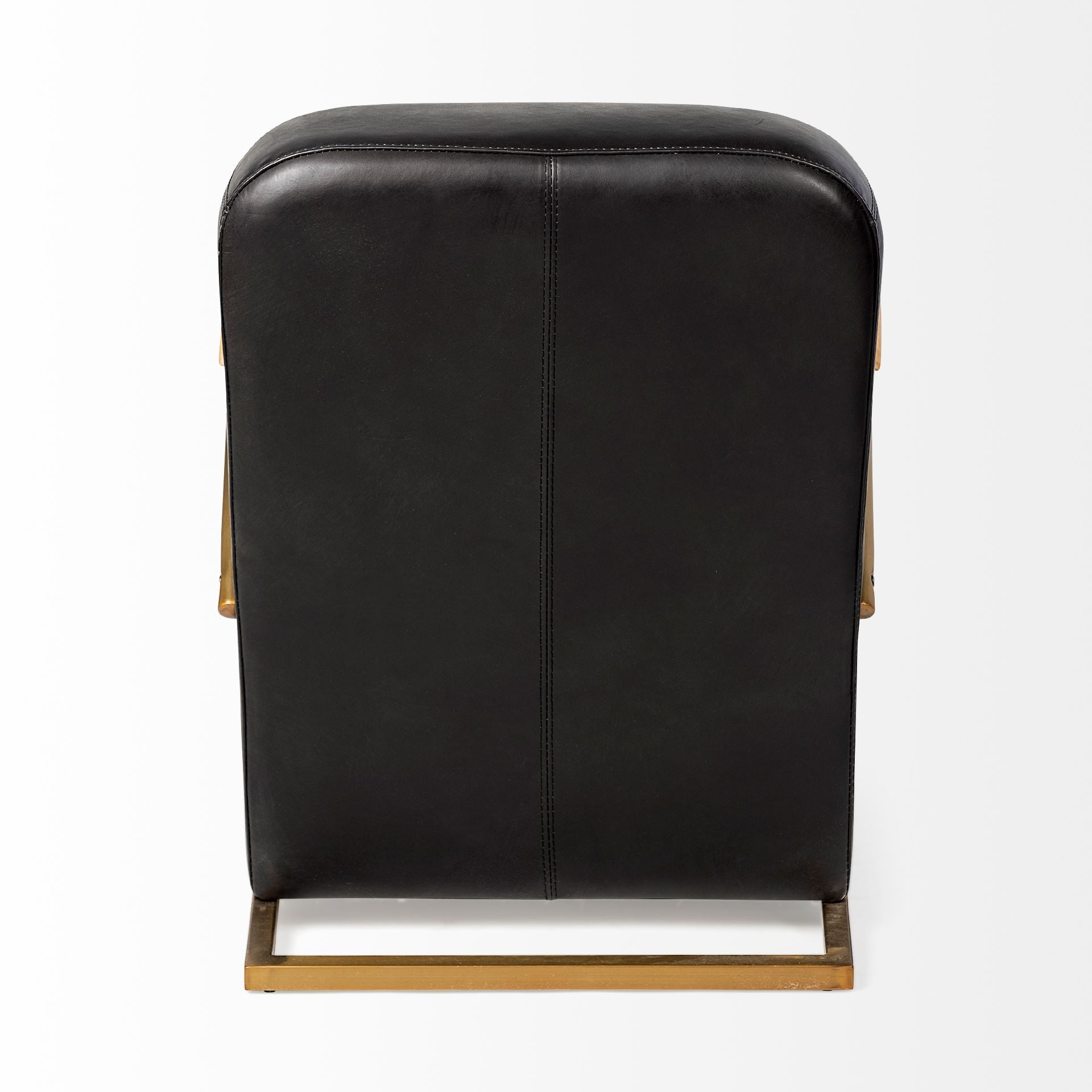 36" Black and Gold Leather Lounge Chair-4