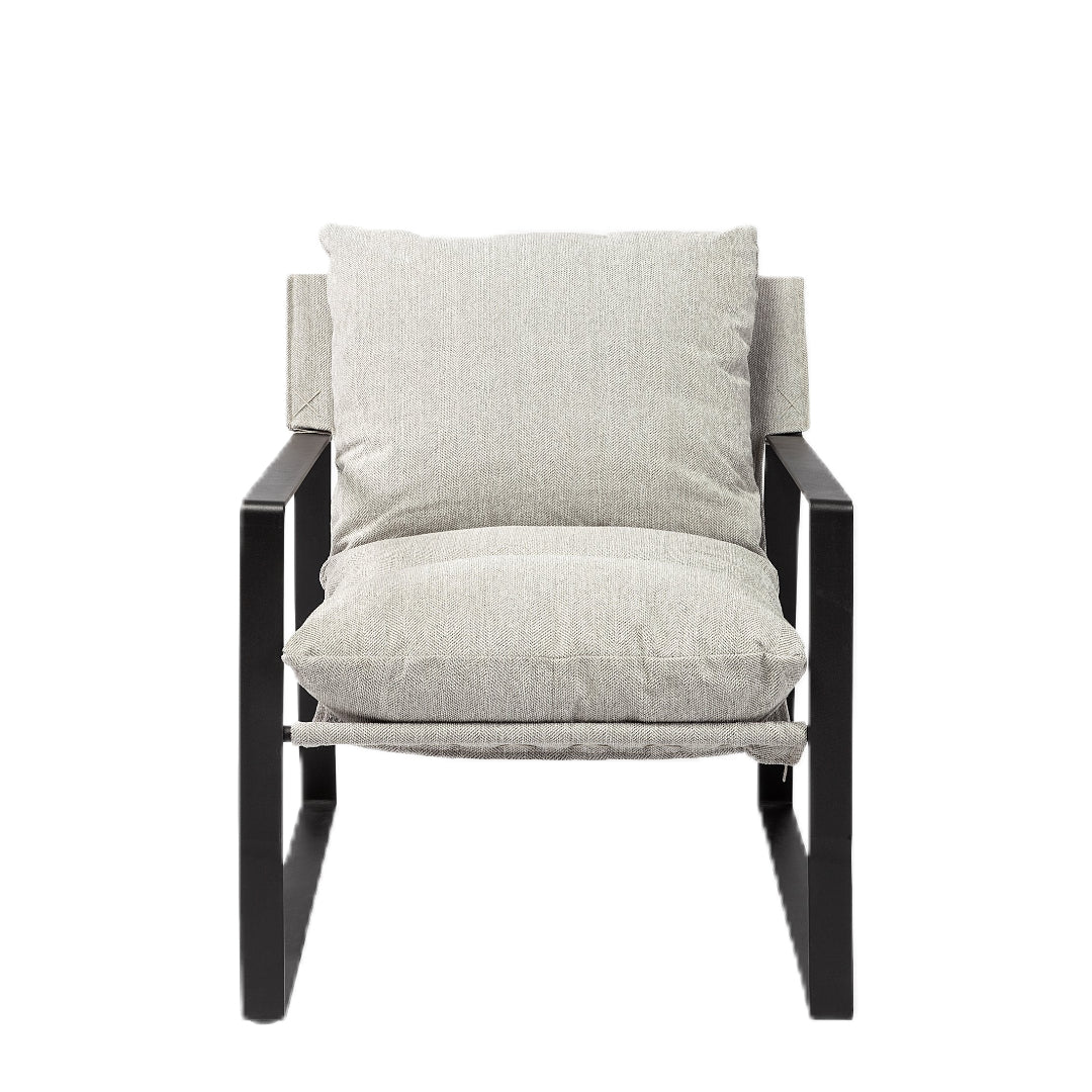 35" Gray and Black Fabric Lounge Chair-0