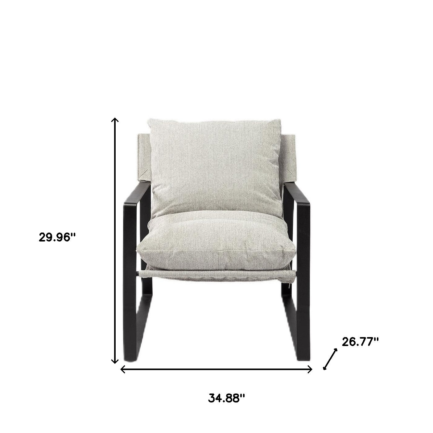 35" Gray and Black Fabric Lounge Chair-8