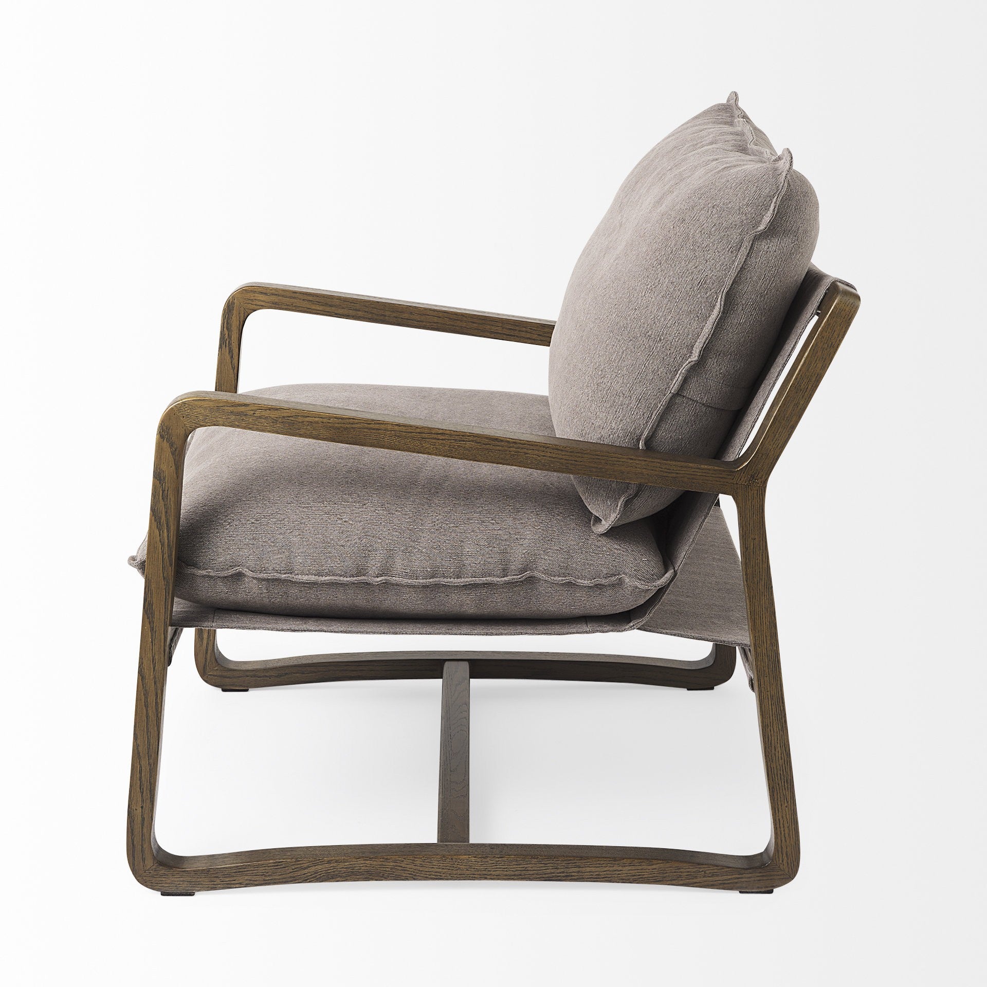 34" Gray and Brown Fabric Lounge Chair-3