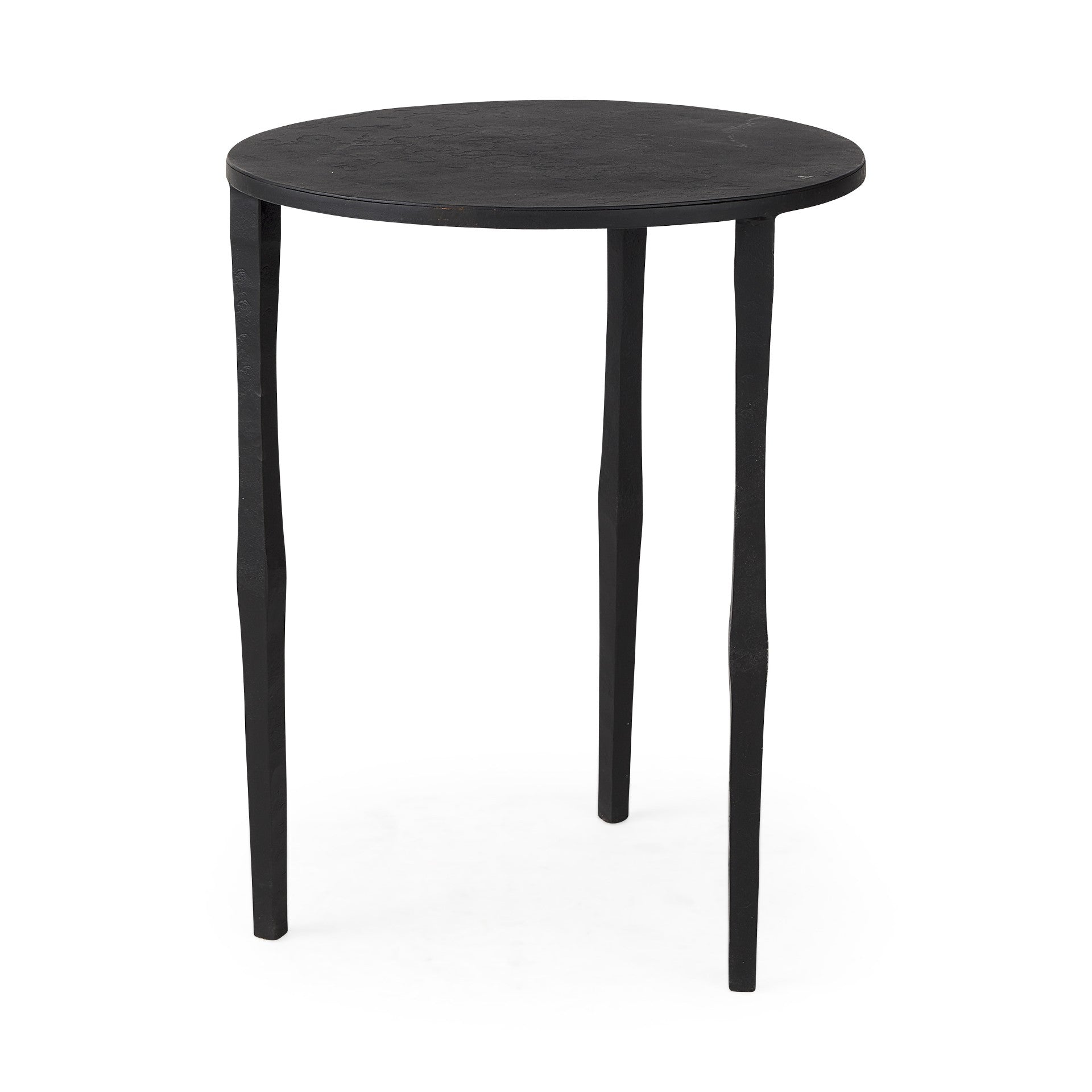 20" Black Iron Round End Table-0
