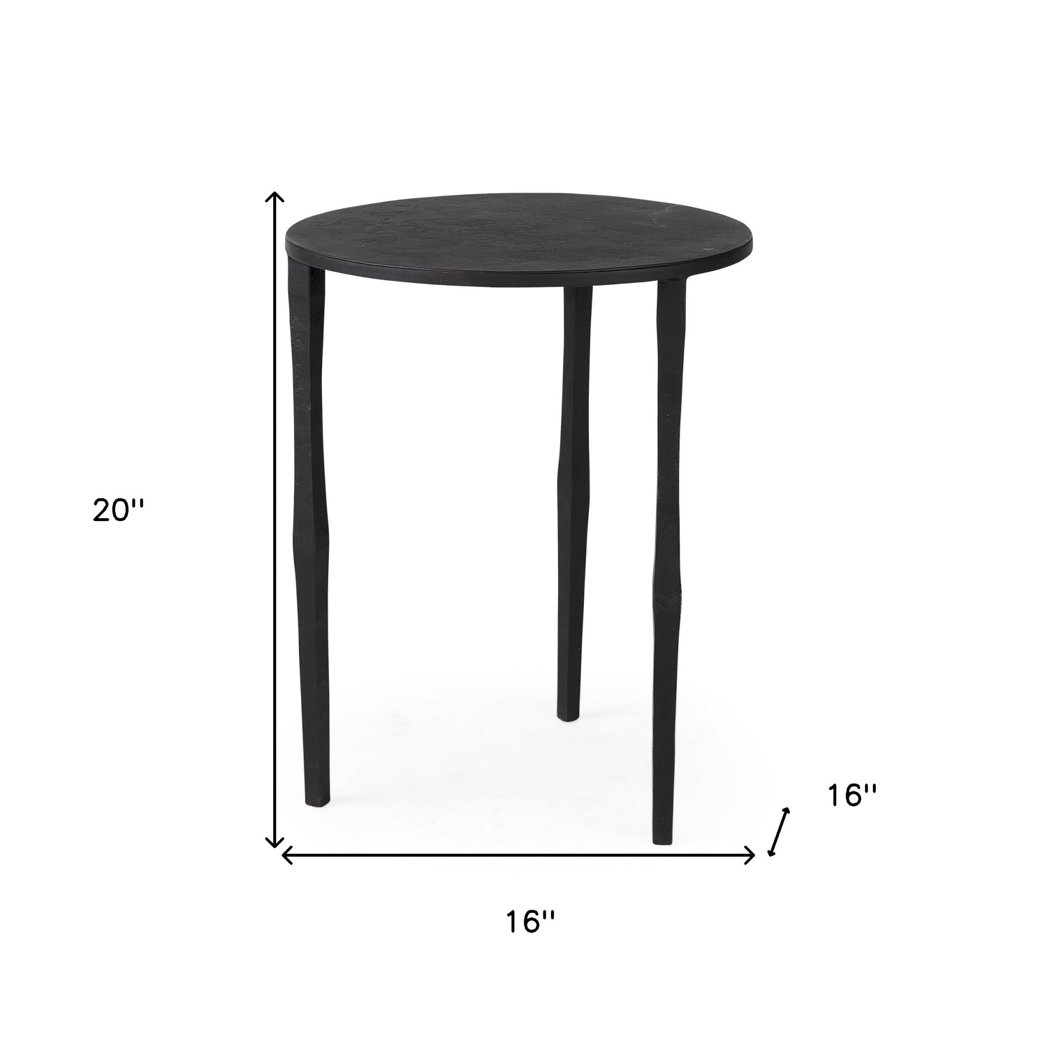 20" Black Iron Round End Table-8