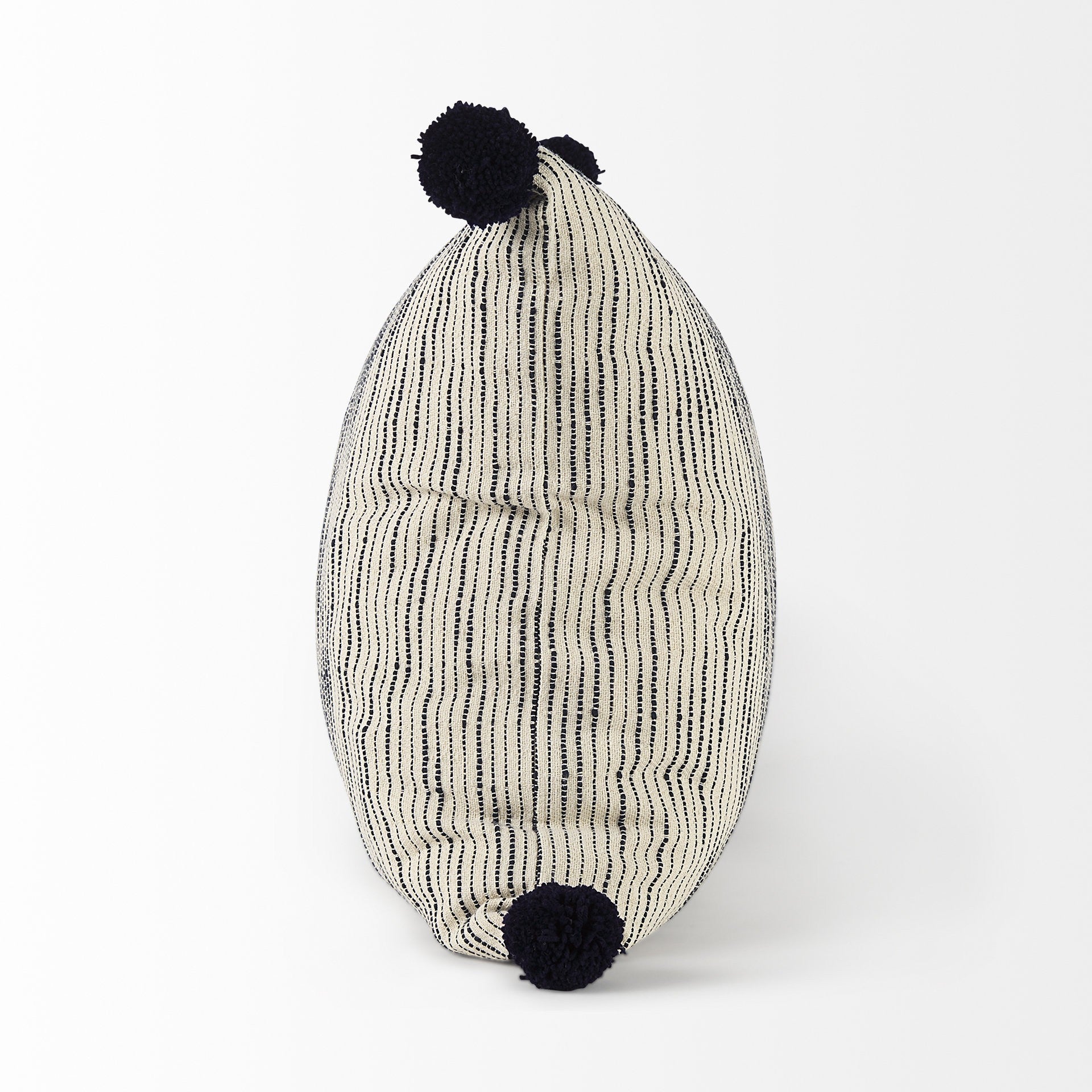 Beige And Midnight Pom Pom Square Accent Pillow Cover-3