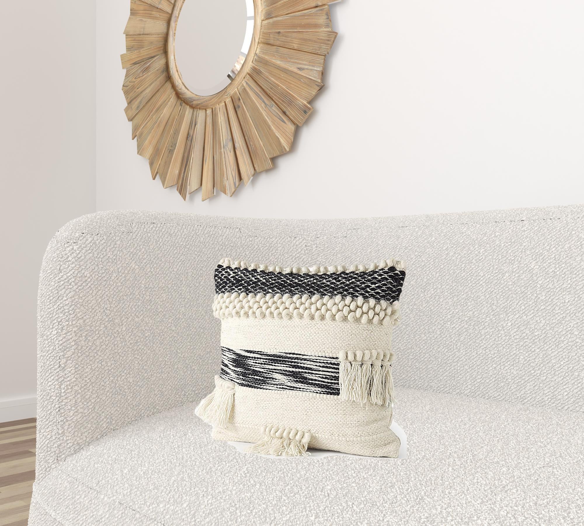 Boho Black And White Accent Pillow Cover-1