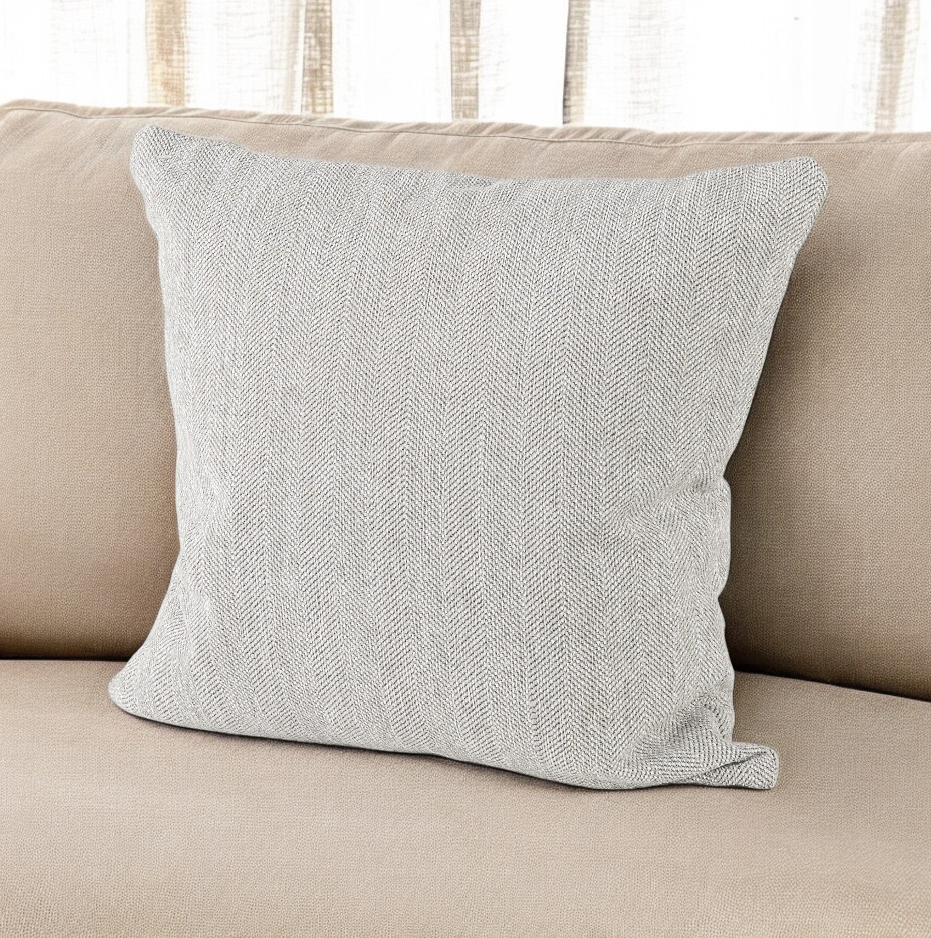 Ash Gray Basket Weave Accent Throw Pillow-0