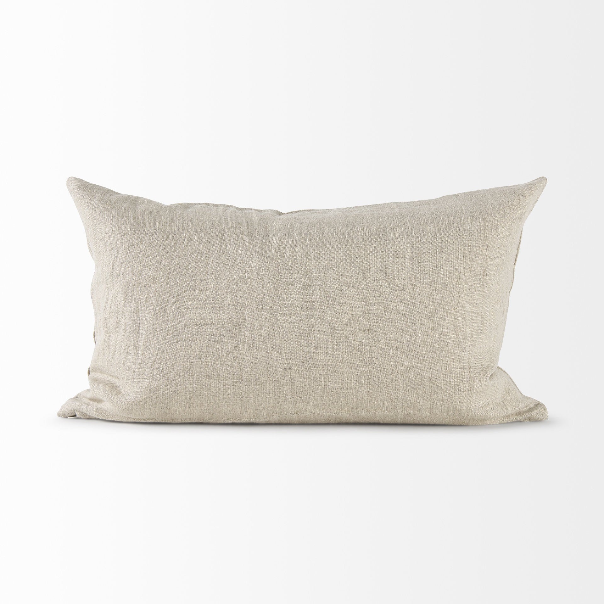 Beige And White Leaf Pattern Lumbar Pillow Cover-4