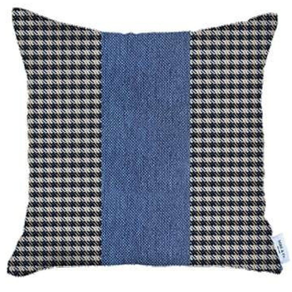 Set Of 4 Blue Houndstooth Pillow Covers-2